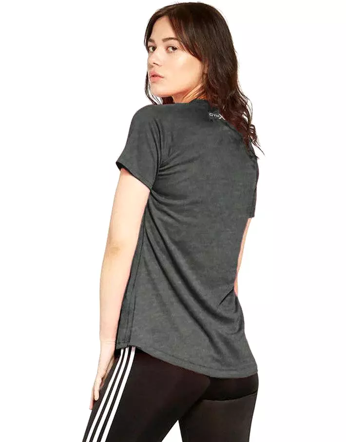 Gymx Ladies Grey Printed T-shirt - Sale