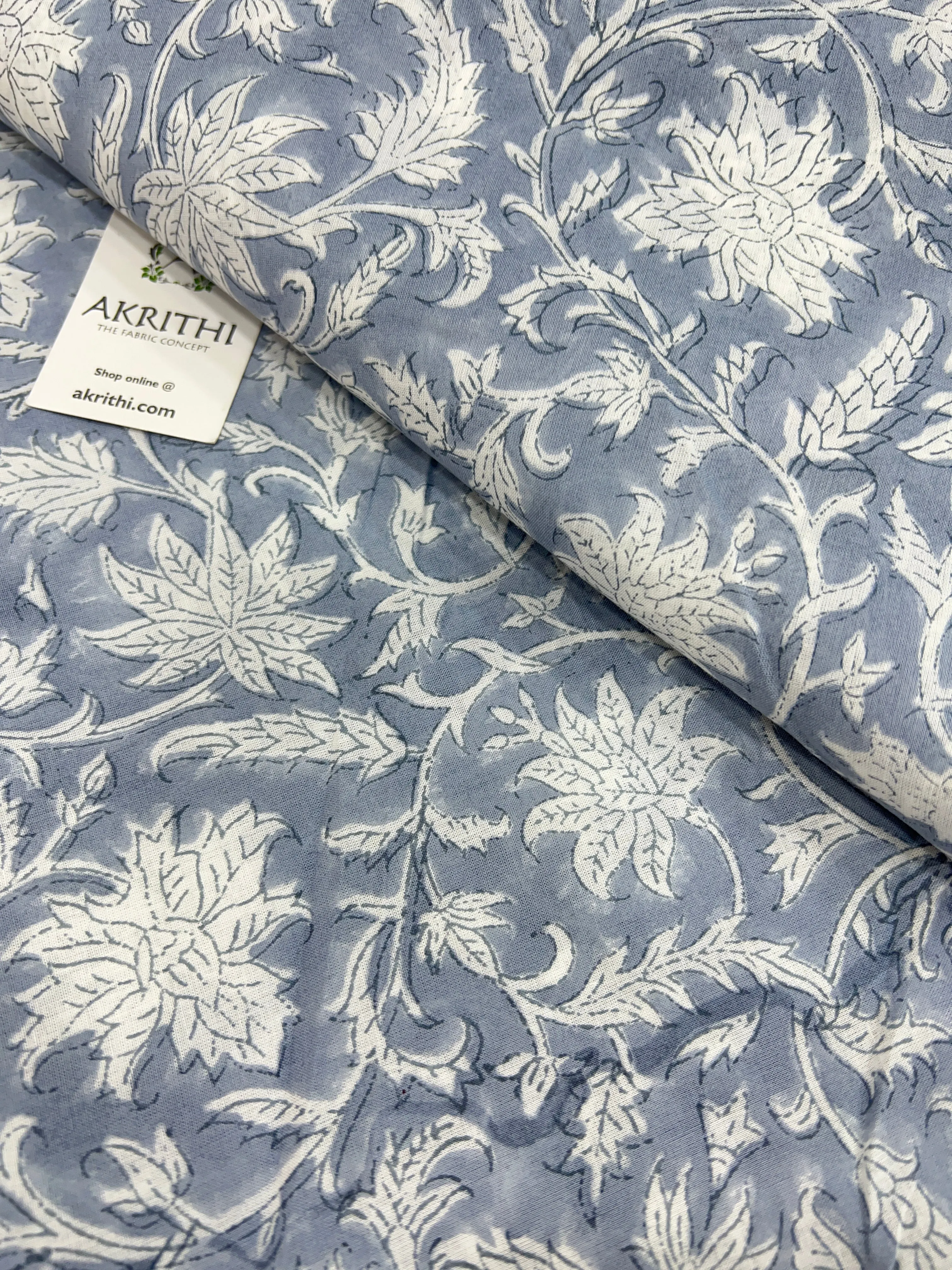 Hand block Printed pure mul cotton fabric