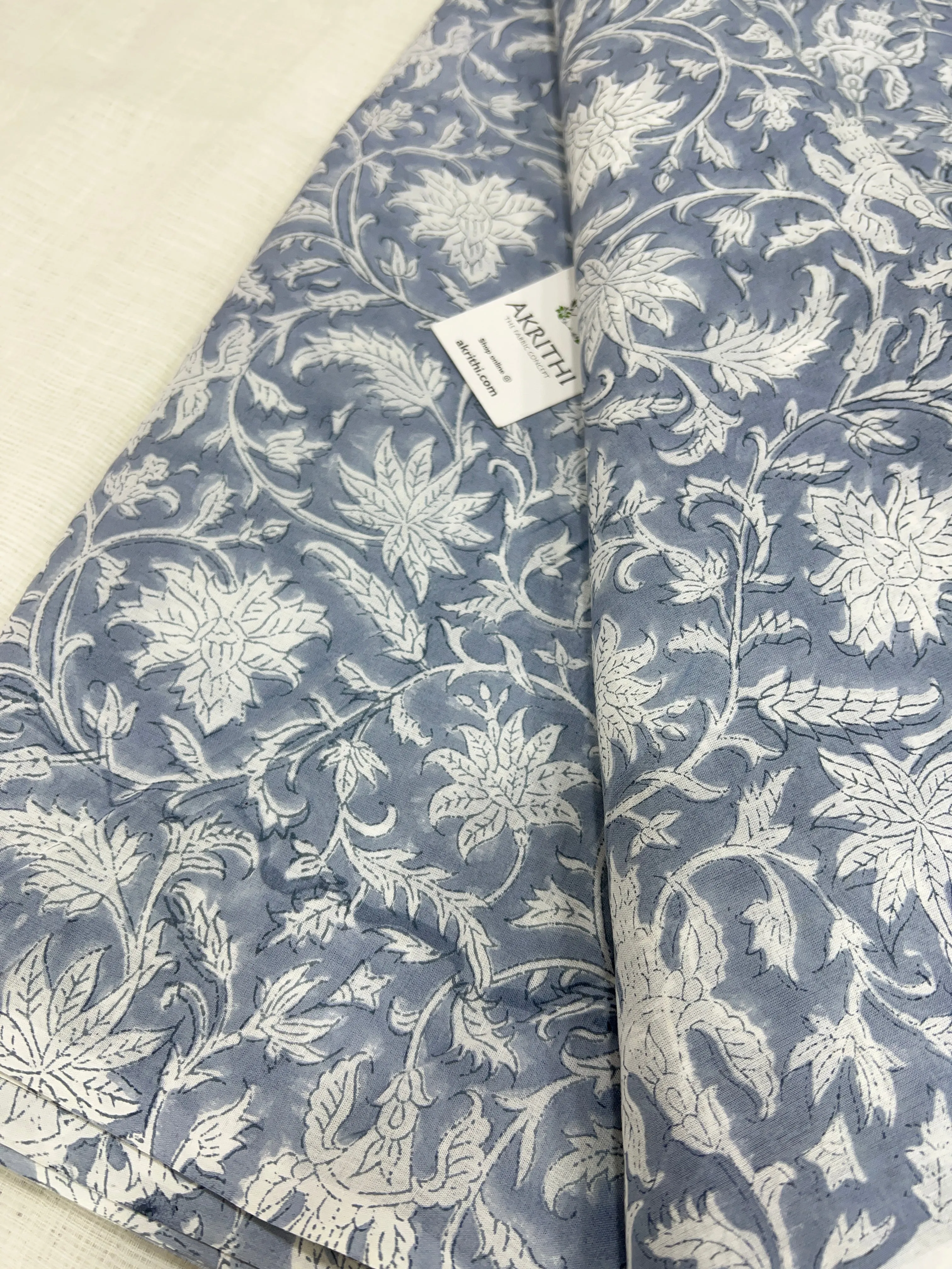 Hand block Printed pure mul cotton fabric