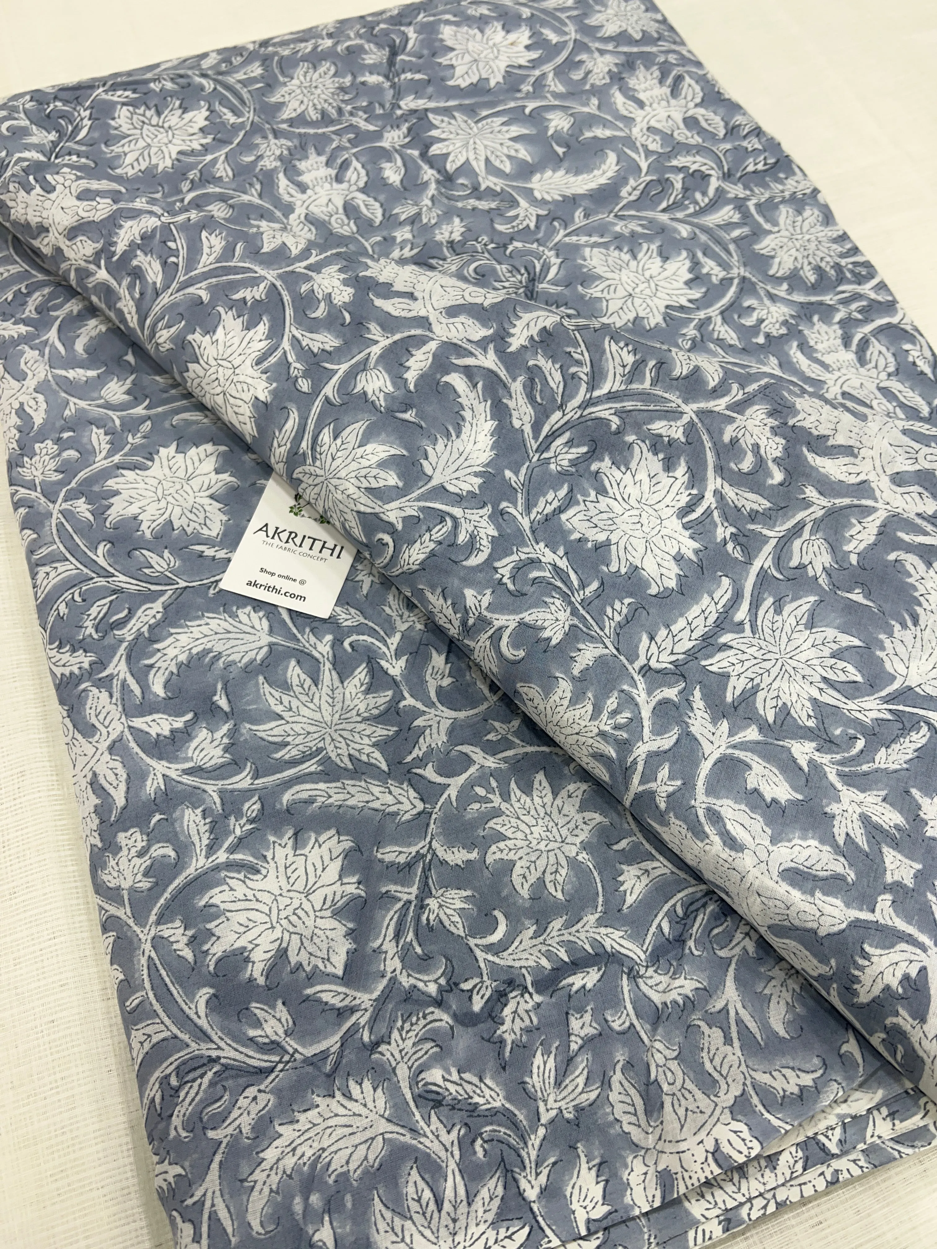 Hand block Printed pure mul cotton fabric