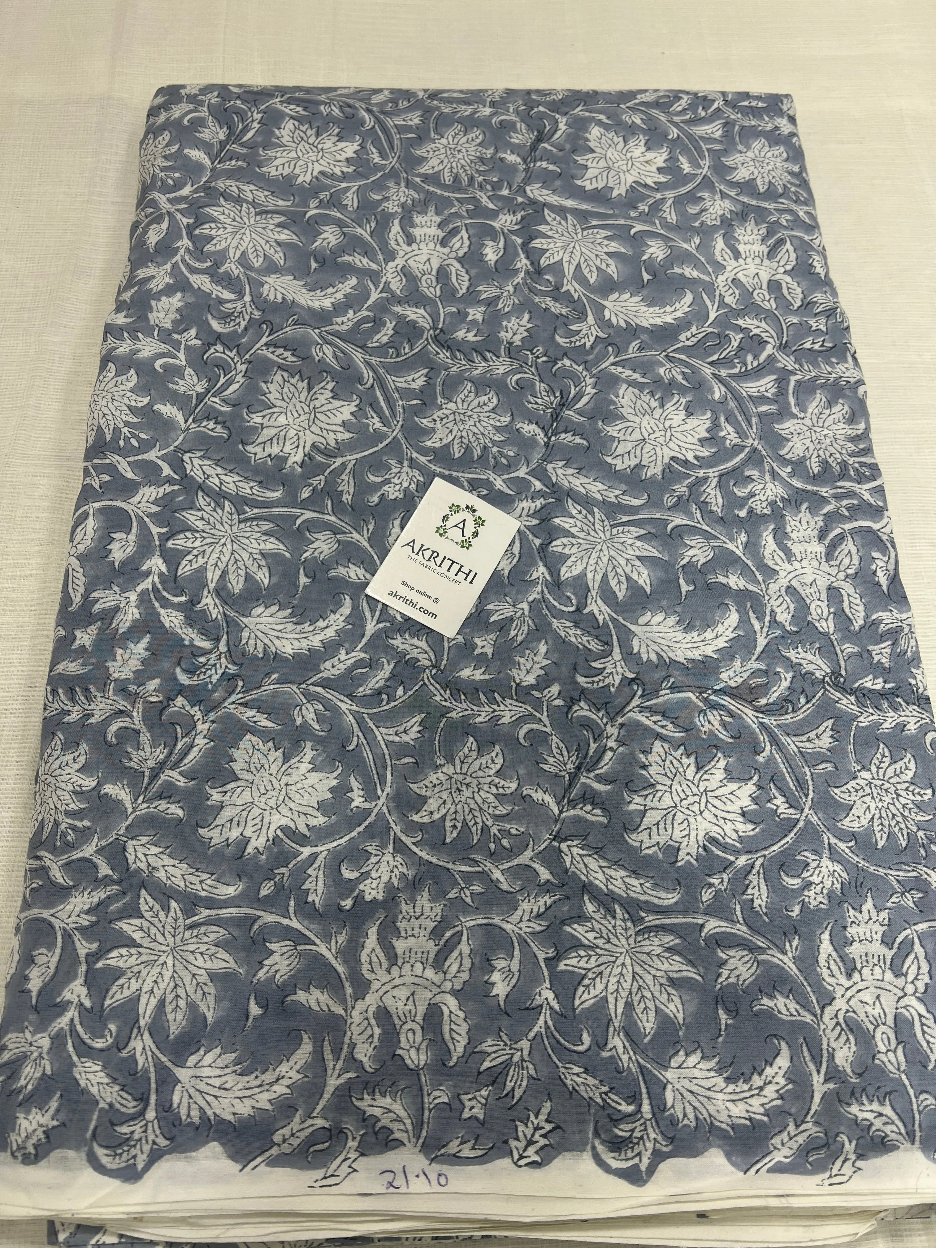 Hand block Printed pure mul cotton fabric