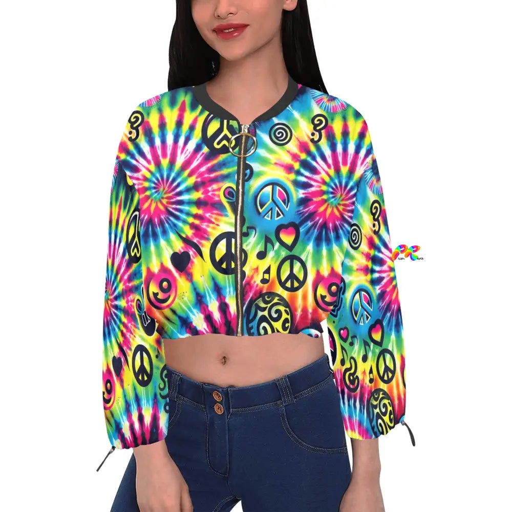 Happy Vibes Rave Chiffon Cropped Jacket