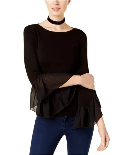 I-N-C Womens Georgette Cuff Pullover Sweater