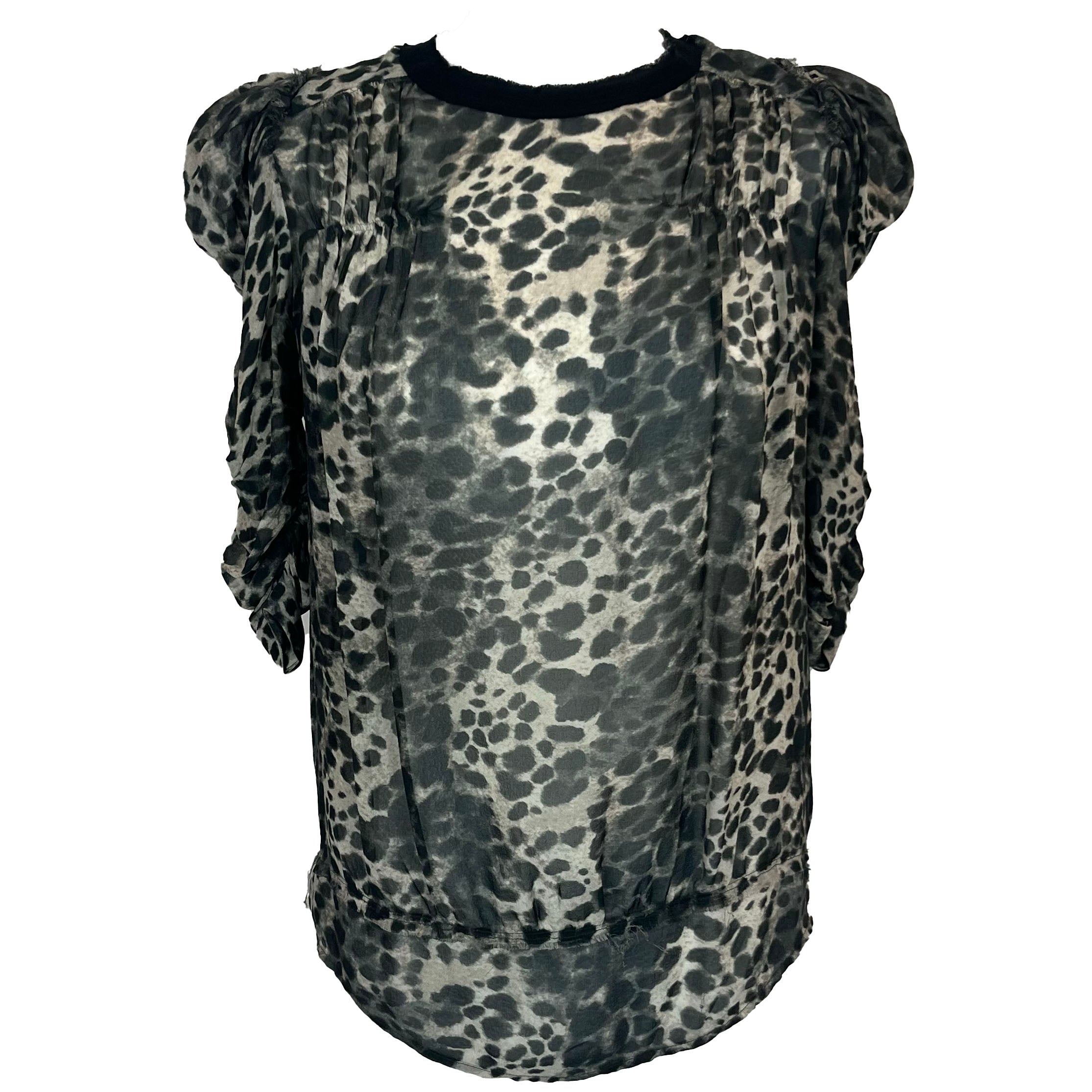 Isabel Marant Etoile Cheetah Print Silk Chiffon Top M