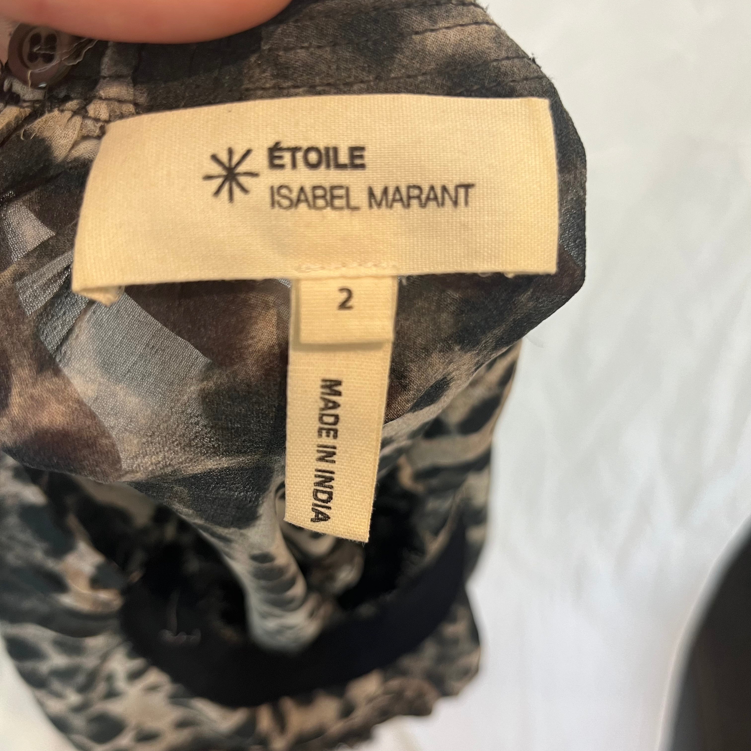 Isabel Marant Etoile Cheetah Print Silk Chiffon Top M