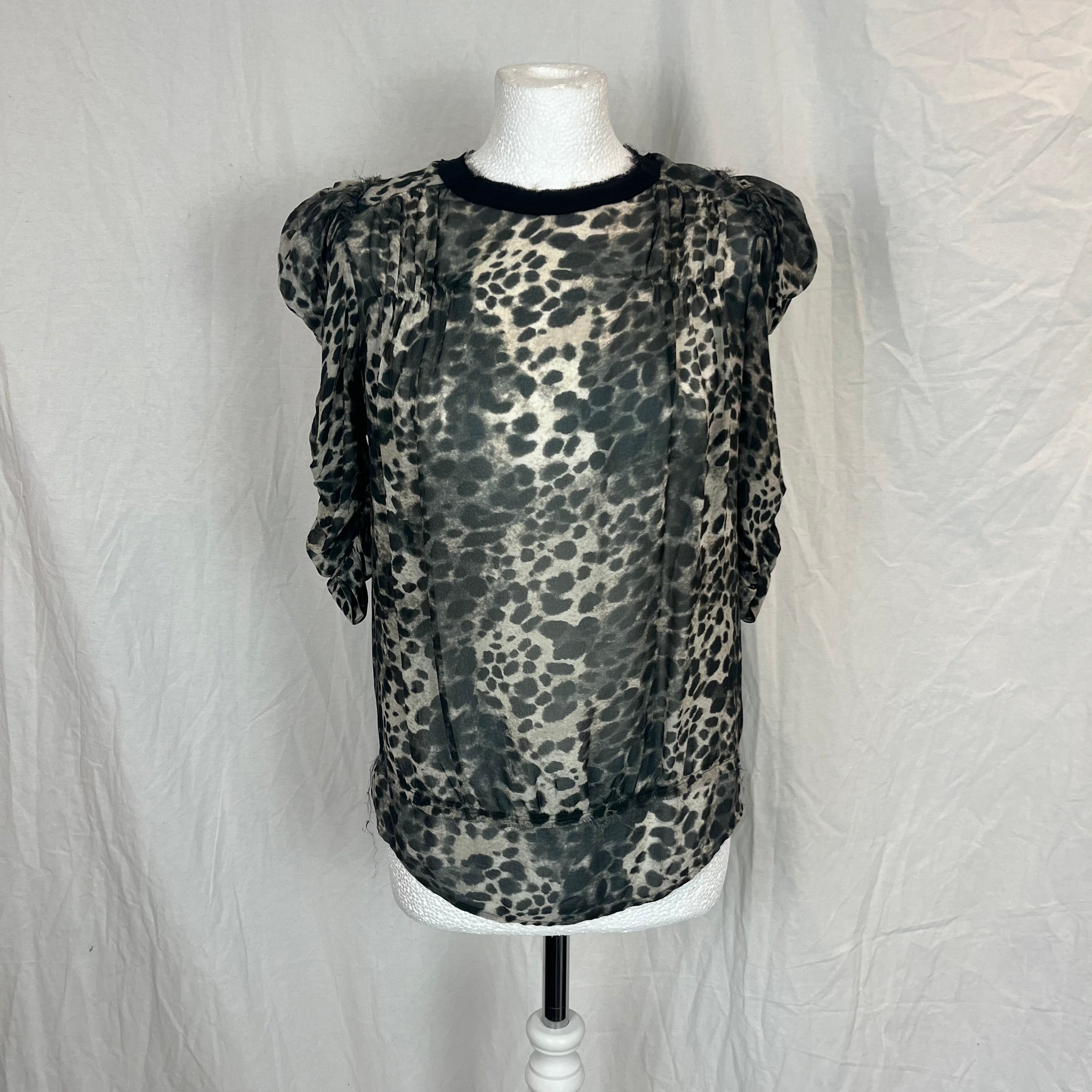 Isabel Marant Etoile Cheetah Print Silk Chiffon Top M