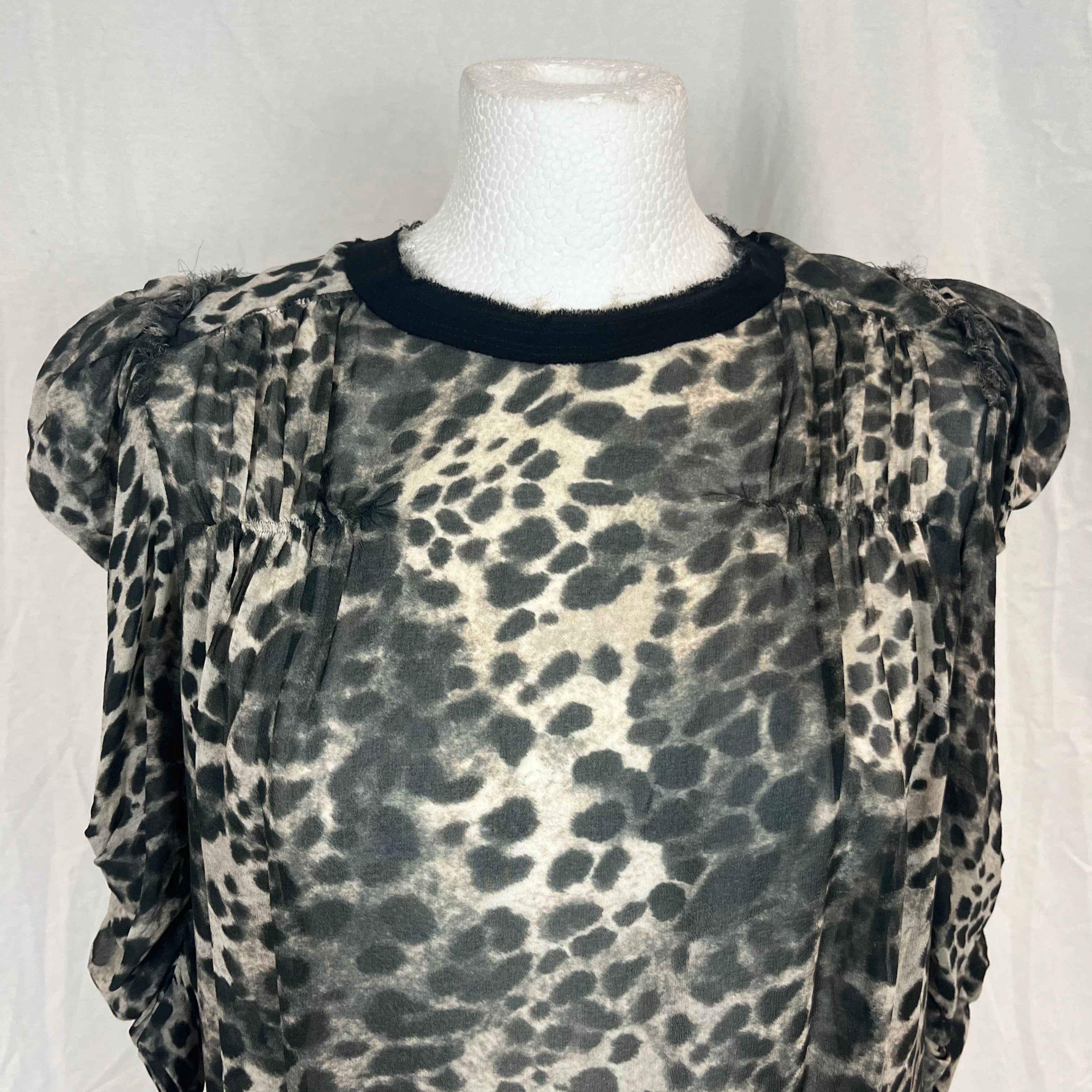 Isabel Marant Etoile Cheetah Print Silk Chiffon Top M