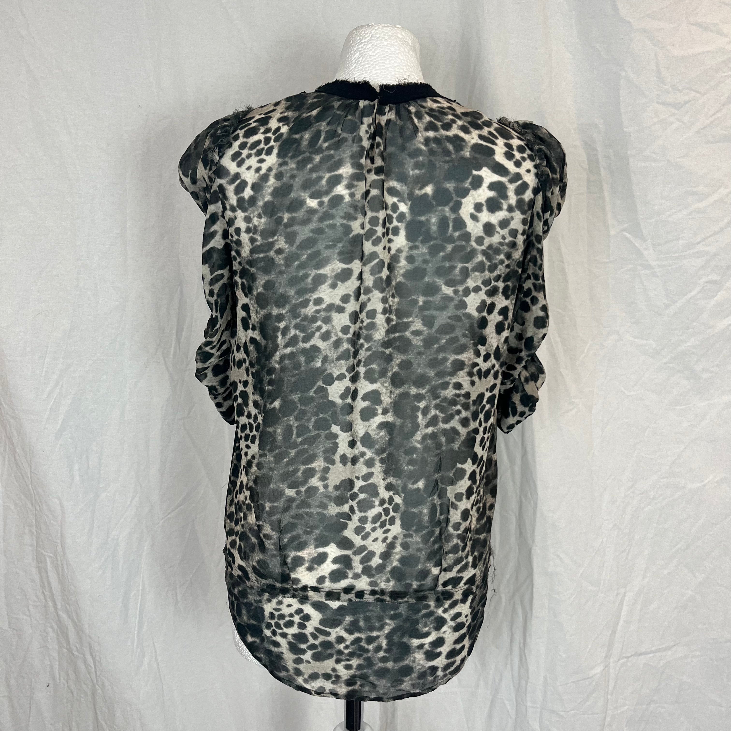 Isabel Marant Etoile Cheetah Print Silk Chiffon Top M