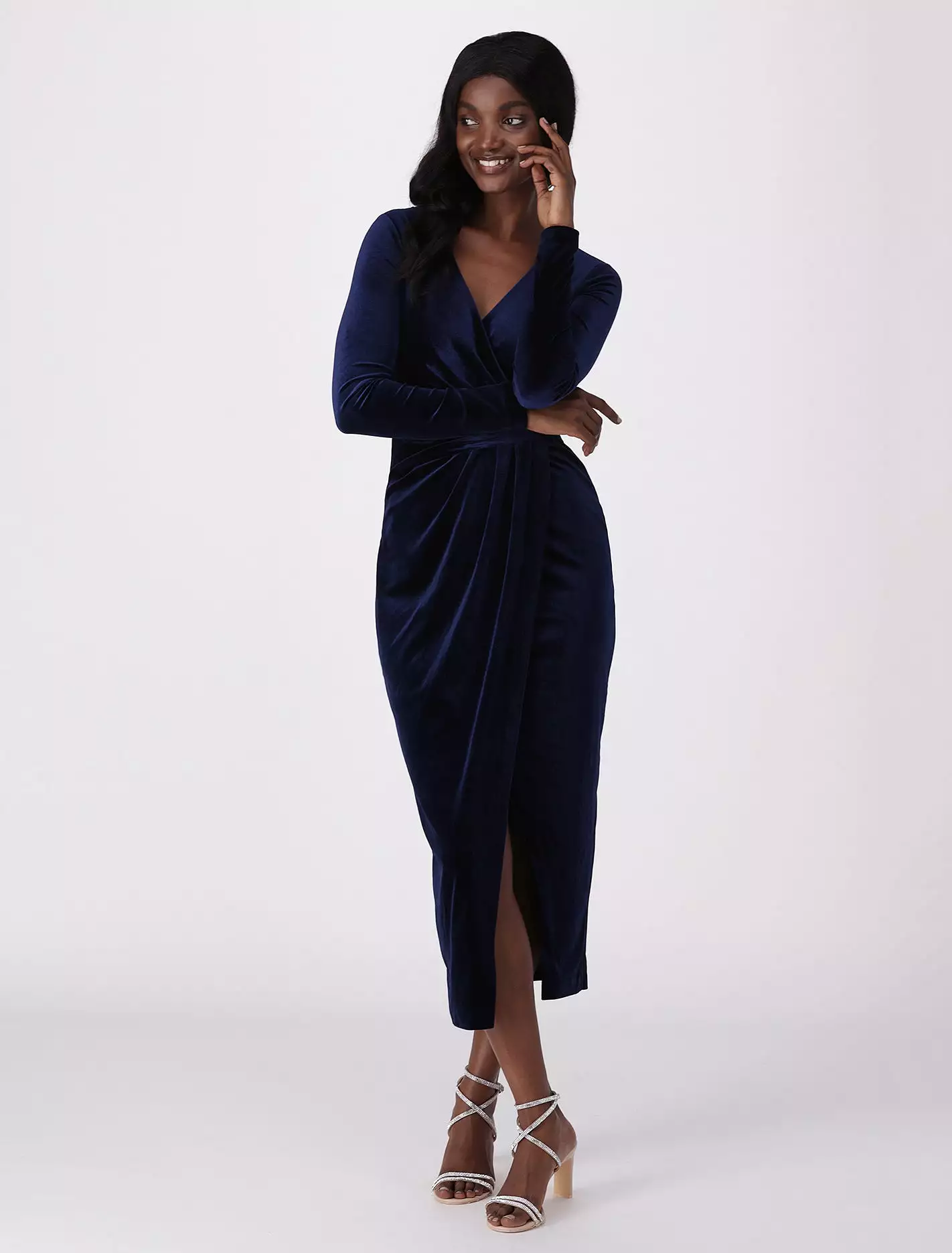 Julianne Wrap Velvet Midi Dress