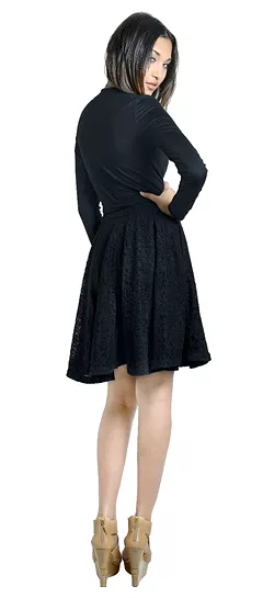 Lace Jersey Wrap Dress