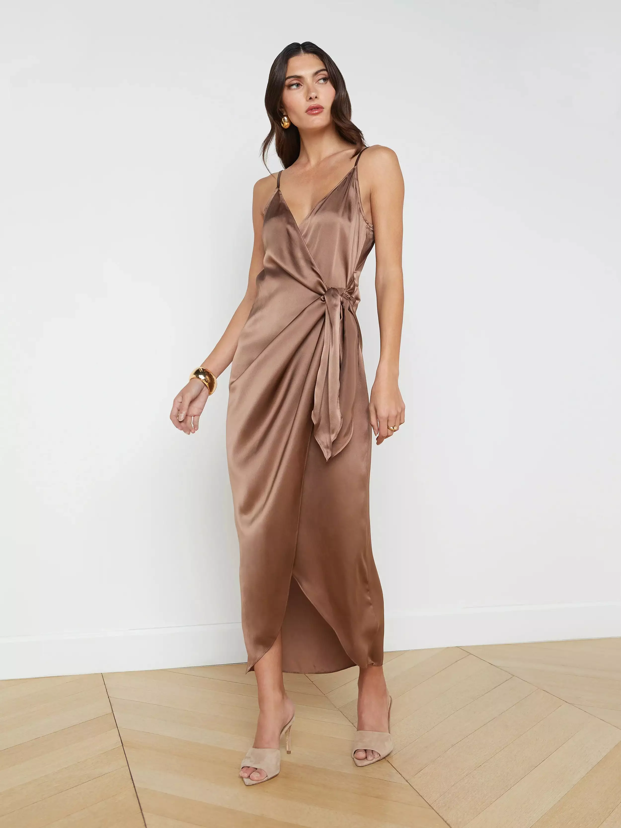 L’agence - Amilia Silk Wrap Dress - Sparrow