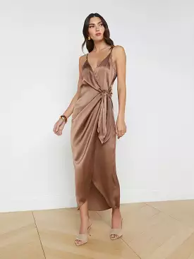 L’agence - Amilia Silk Wrap Dress - Sparrow