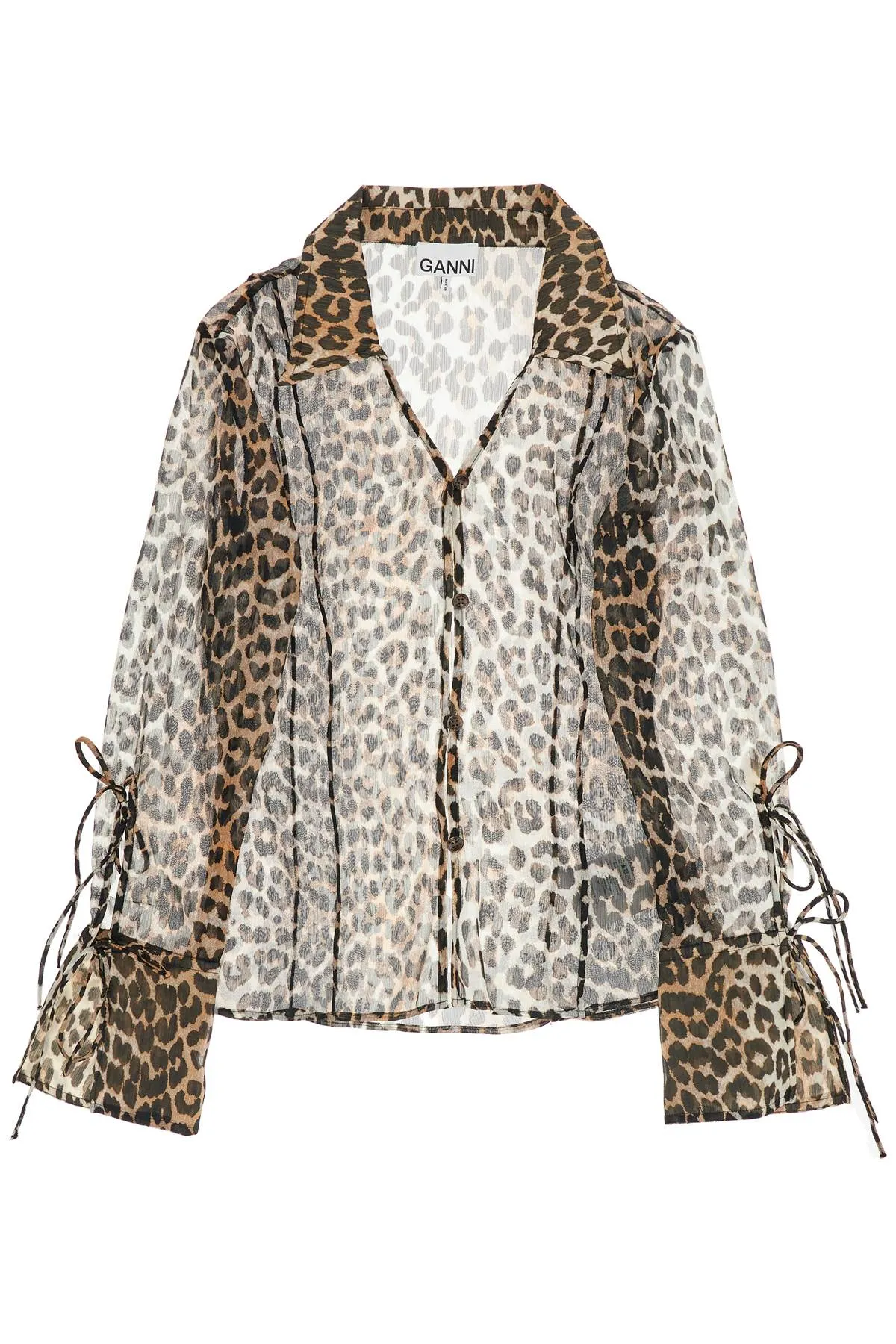 leopard print chiffon blouse F9305 ALMOND MILK