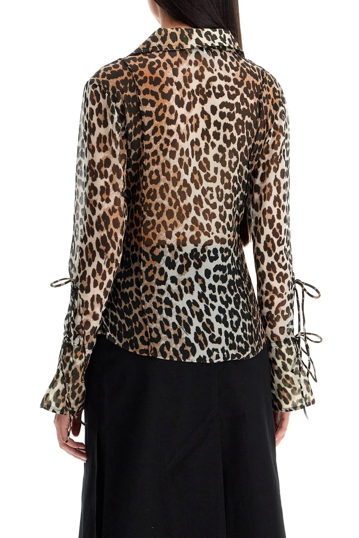 leopard print chiffon blouse F9305 ALMOND MILK