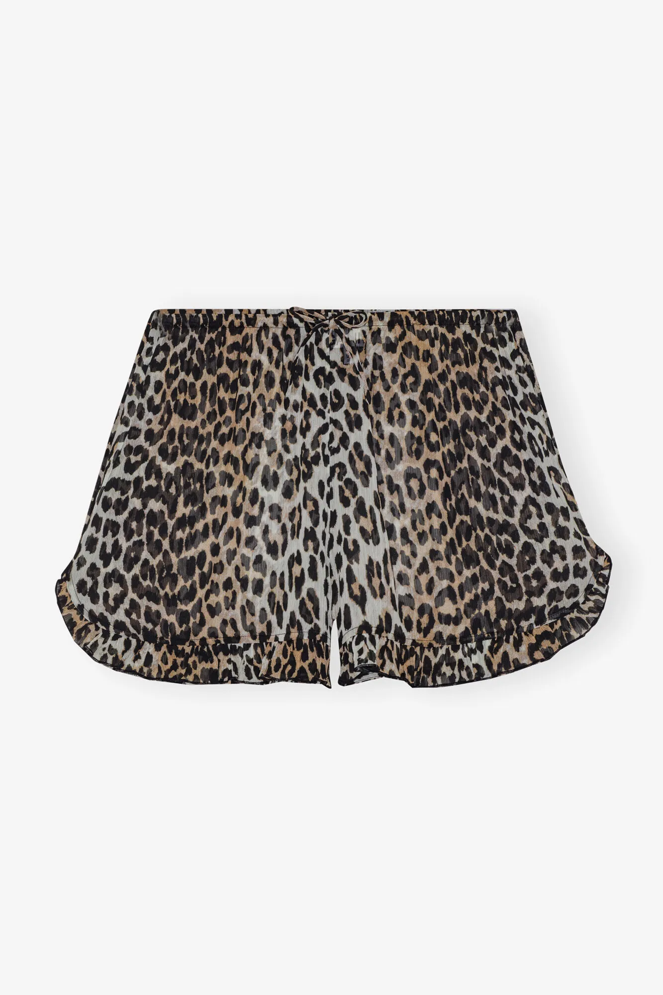 Leopard Printed Chiffon Ruffle Shorts