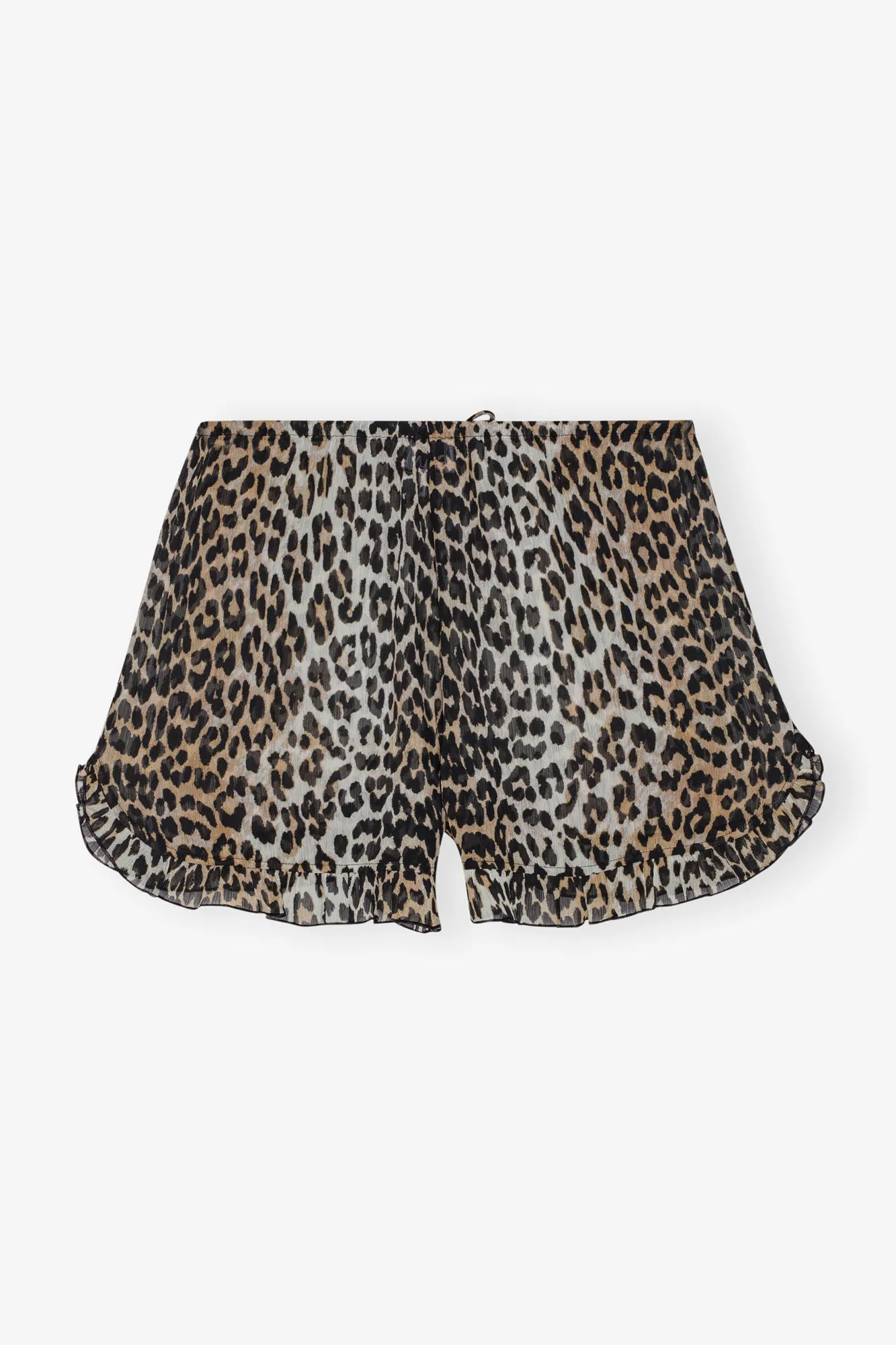 Leopard Printed Chiffon Ruffle Shorts