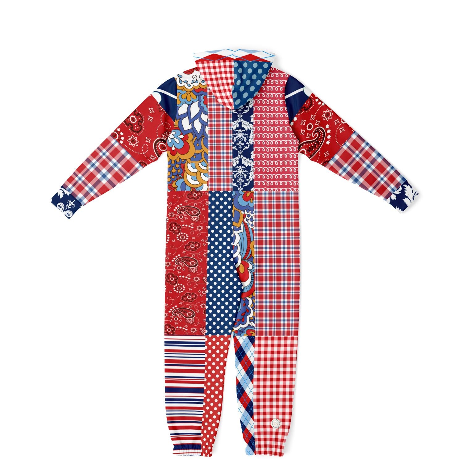 Liberty Bell Floral Stripe Patchwork Unisex Fleece Romper