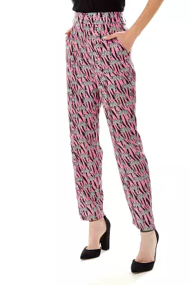 Liquorish Mixed Animal Print Trousers In Purple