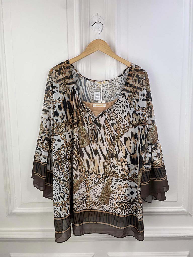 Malissa J Animal Print Kaftan Top - Natural