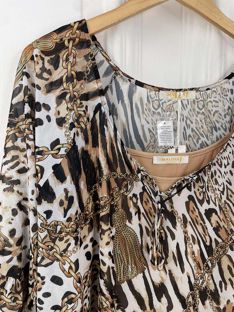 Malissa J Animal Print Kaftan Top - Natural