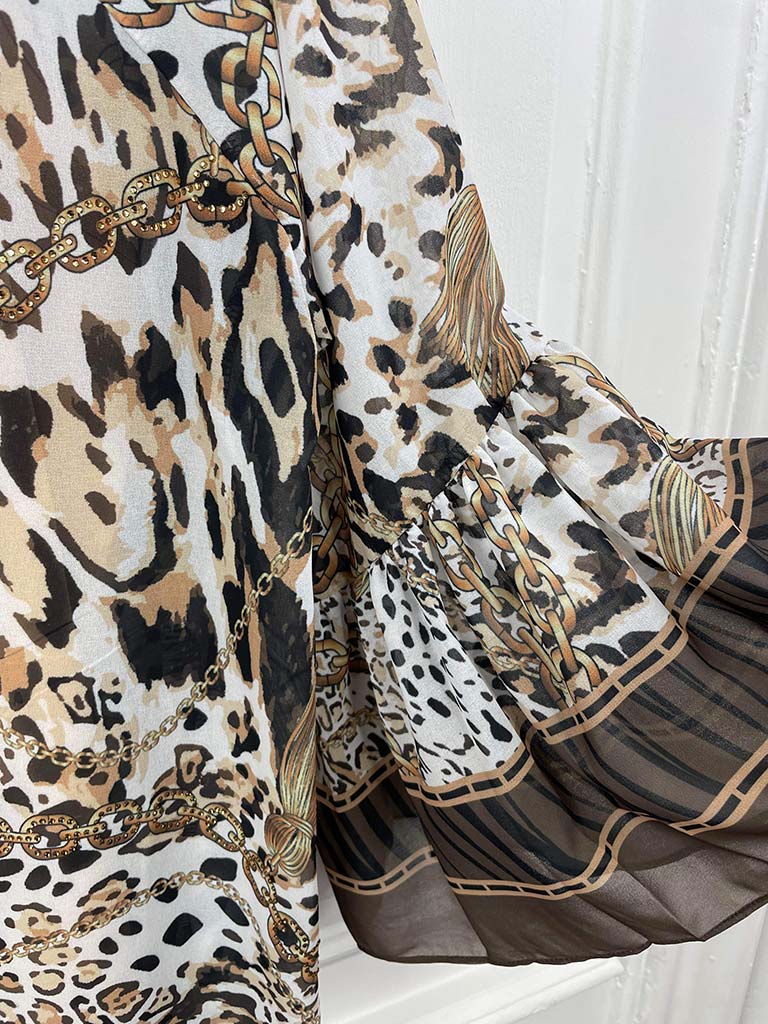 Malissa J Animal Print Kaftan Top - Natural