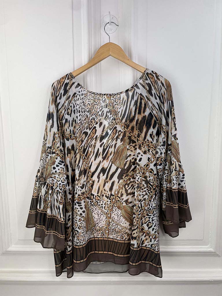 Malissa J Animal Print Kaftan Top - Natural