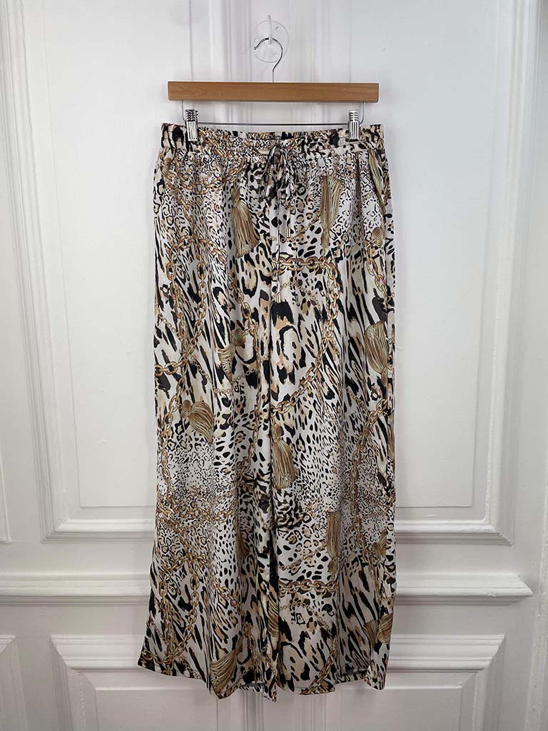 Malissa J Animal Print Palazzo Trousers - Natural