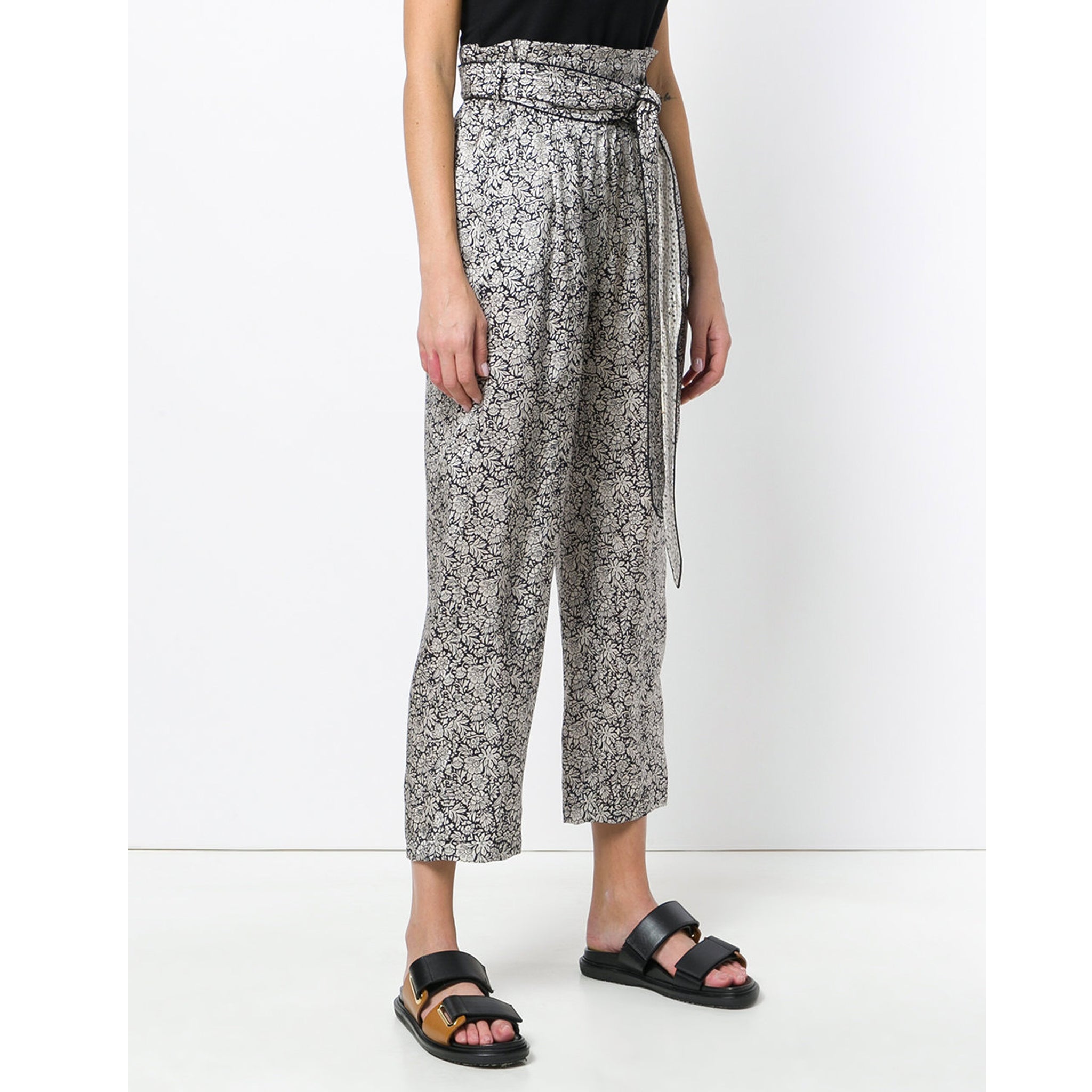 Masscob Floral Print Silk Trousers