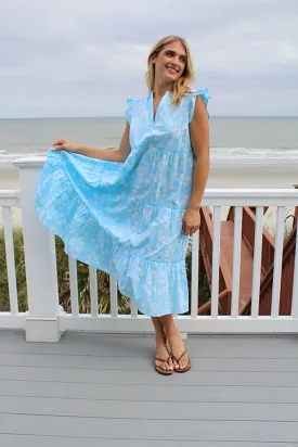 Mavis Ruffle Maxi Dress in Flowers