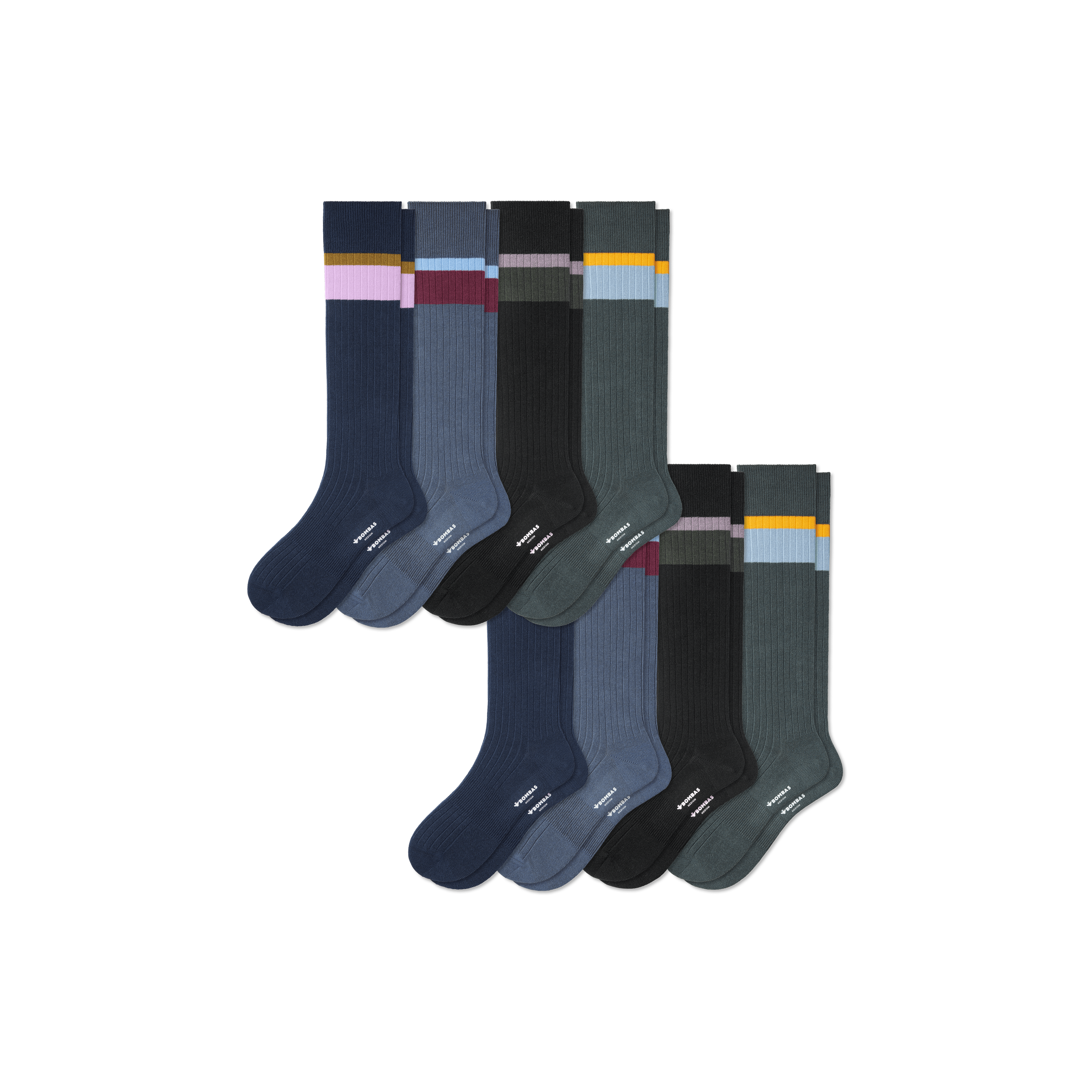 Men's Ribbed Dress Over the Calf Sock 8-Pack