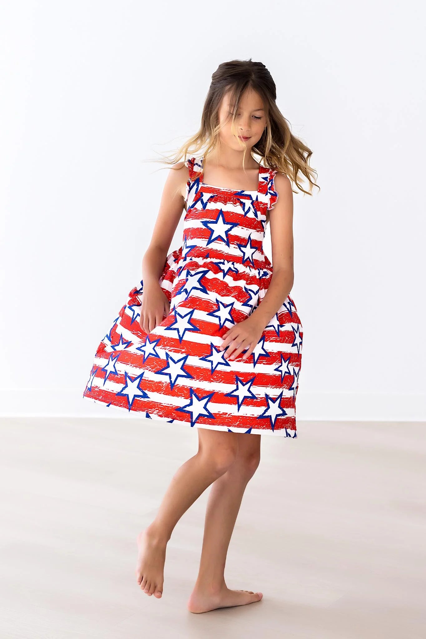 Mila & Rose - Stars & Stripes Ruffle Cross Back Dress