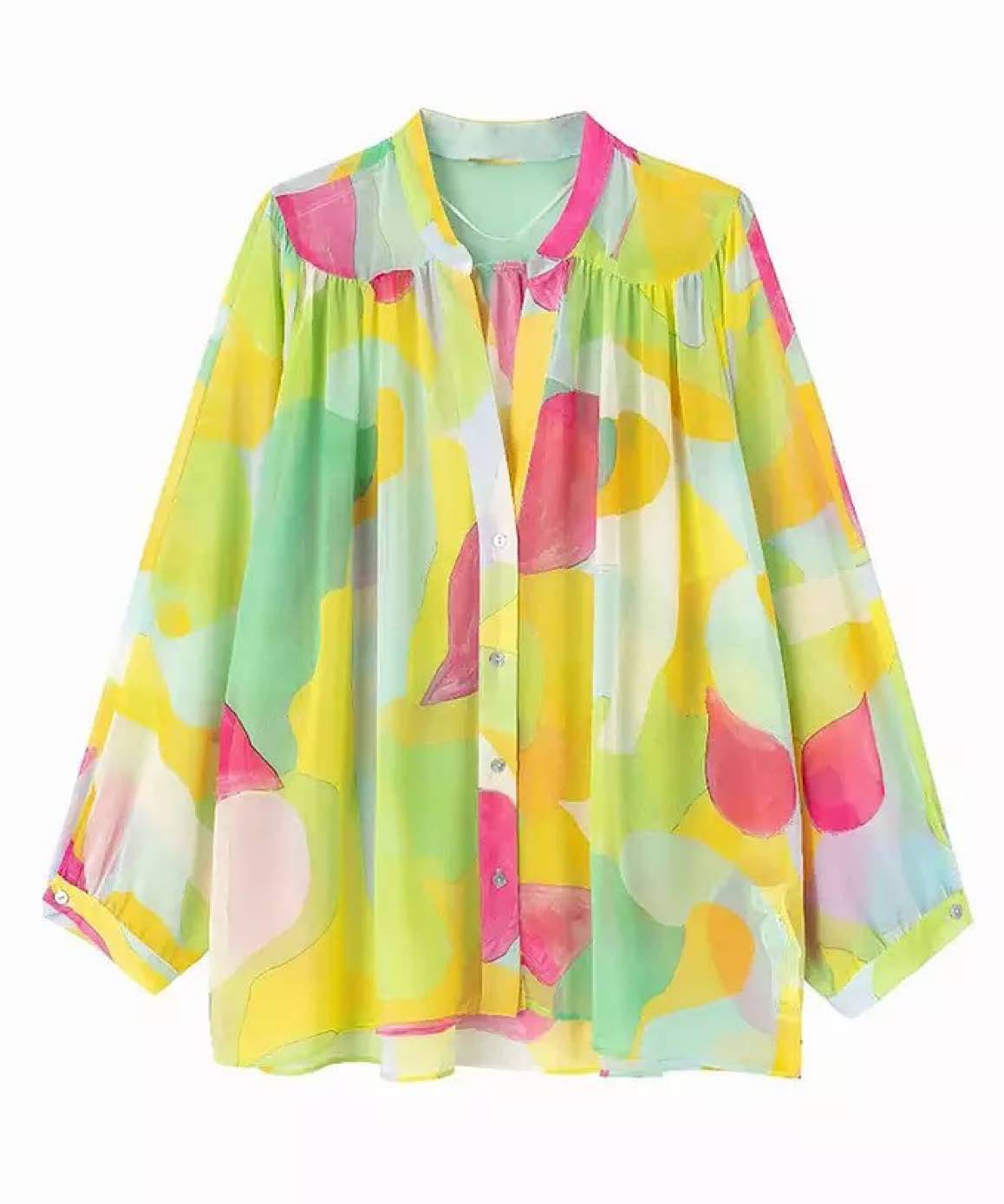 Multi Color Sheer Chiffon Loose Shirt