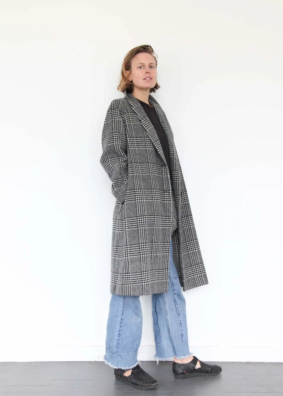 My Robe Coat - Blk/Wht Check