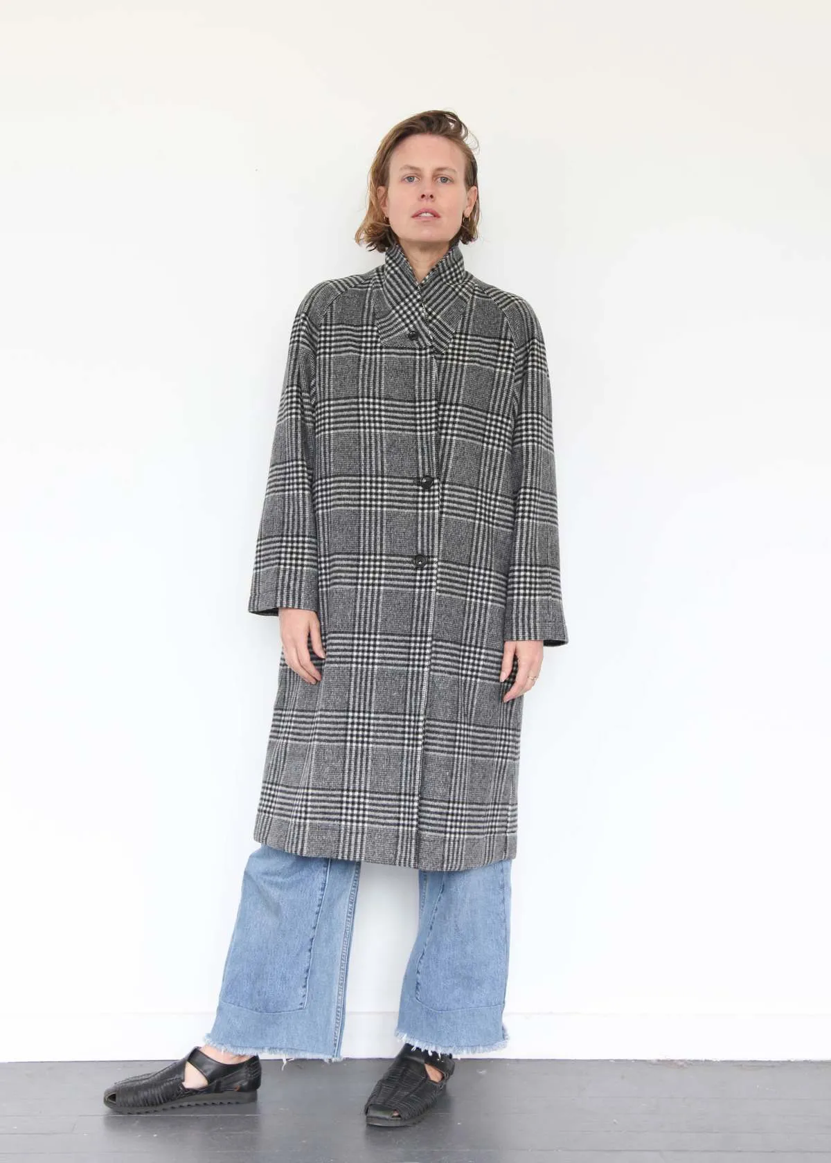 My Robe Coat - Blk/Wht Check