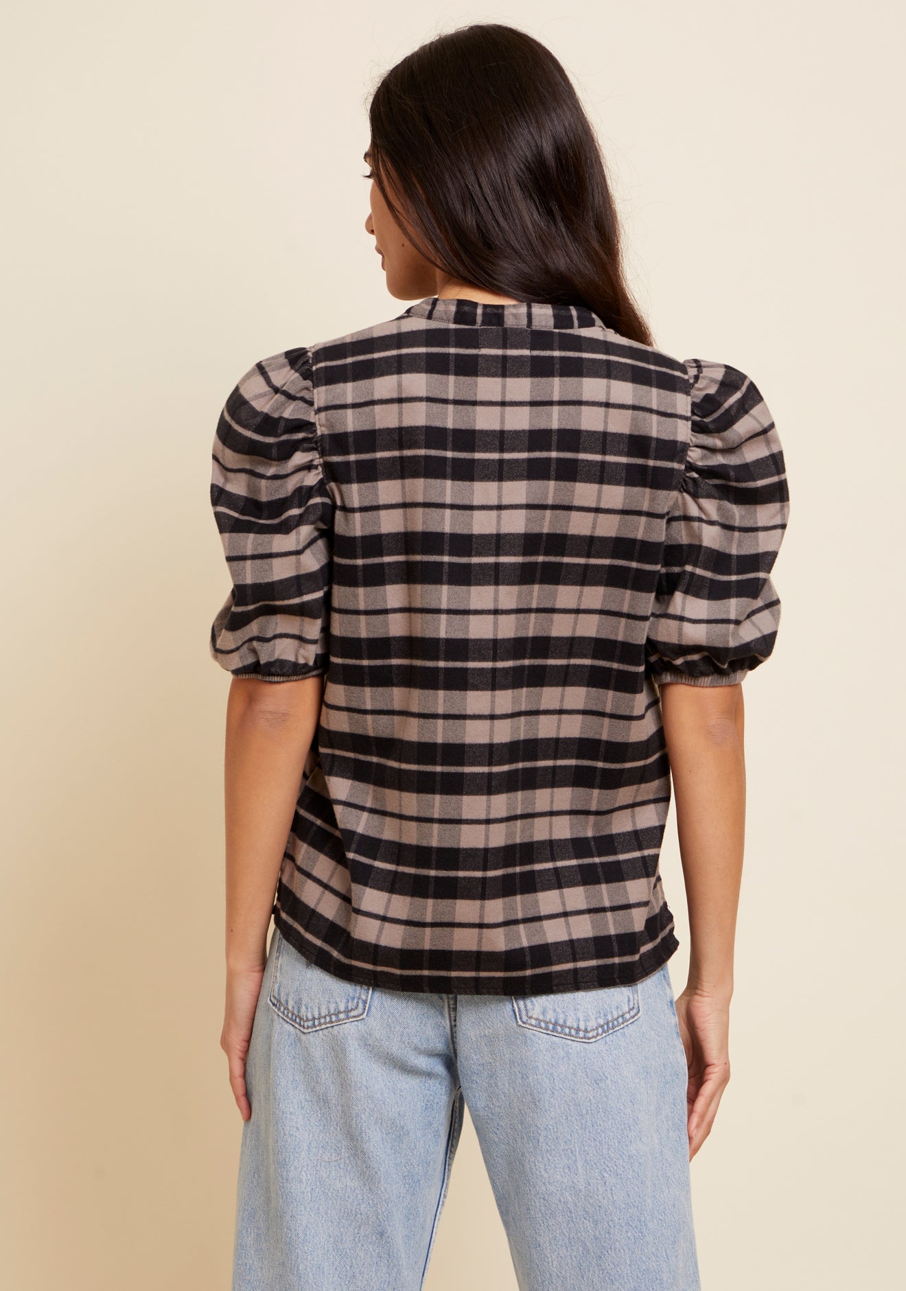 Nation LTD - Juno Puff Sleeve Blouse - Granite Plaid