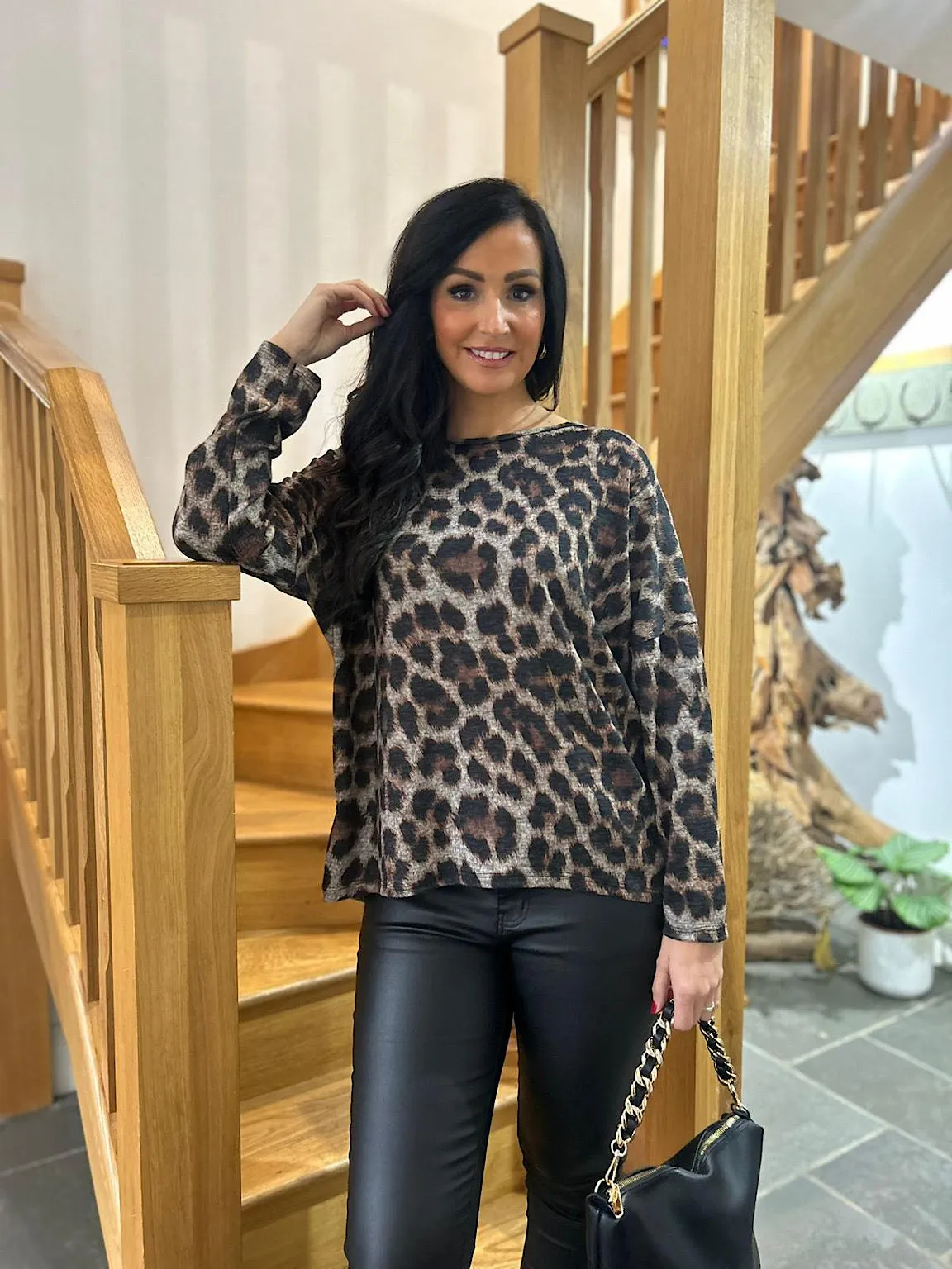 Natural Animal Print Top Alison