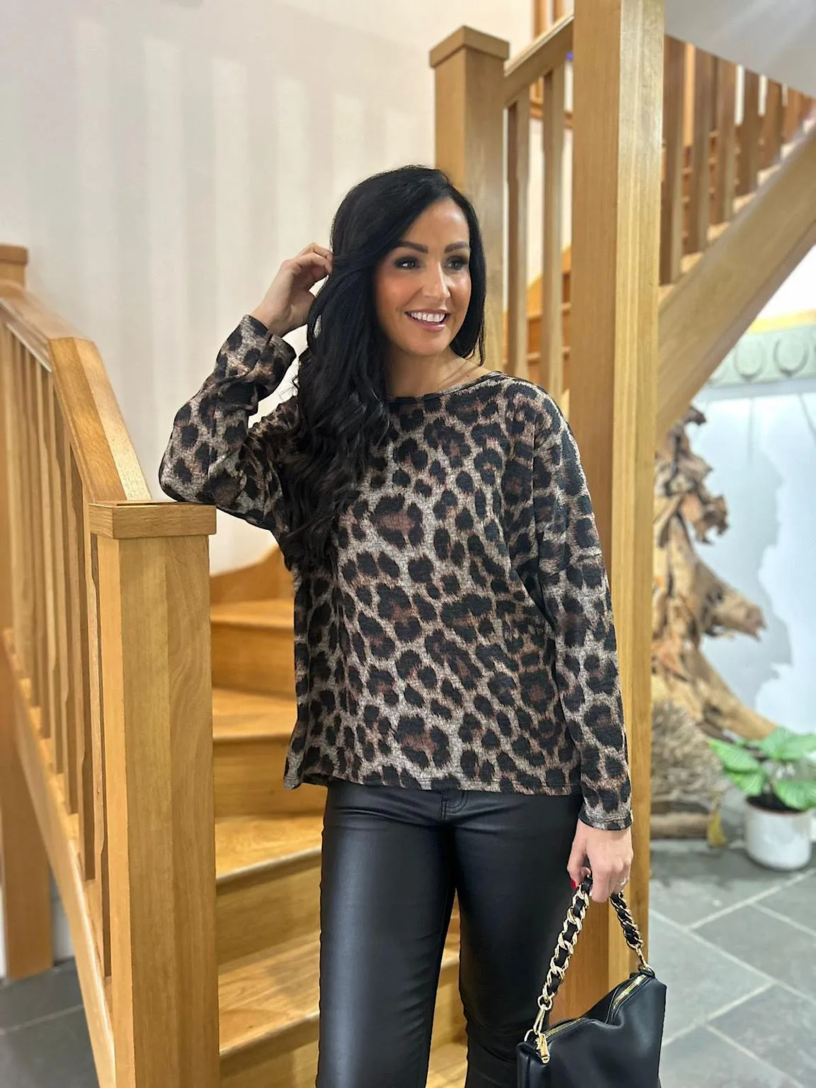 Natural Animal Print Top Alison