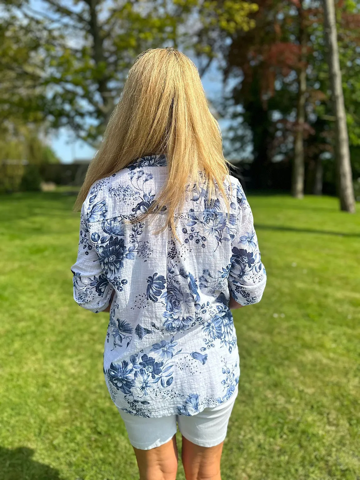 Navy Floral Nature Print Top Rachel