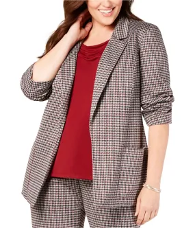 Nine West Womens Houndstooth Blazer Jacket