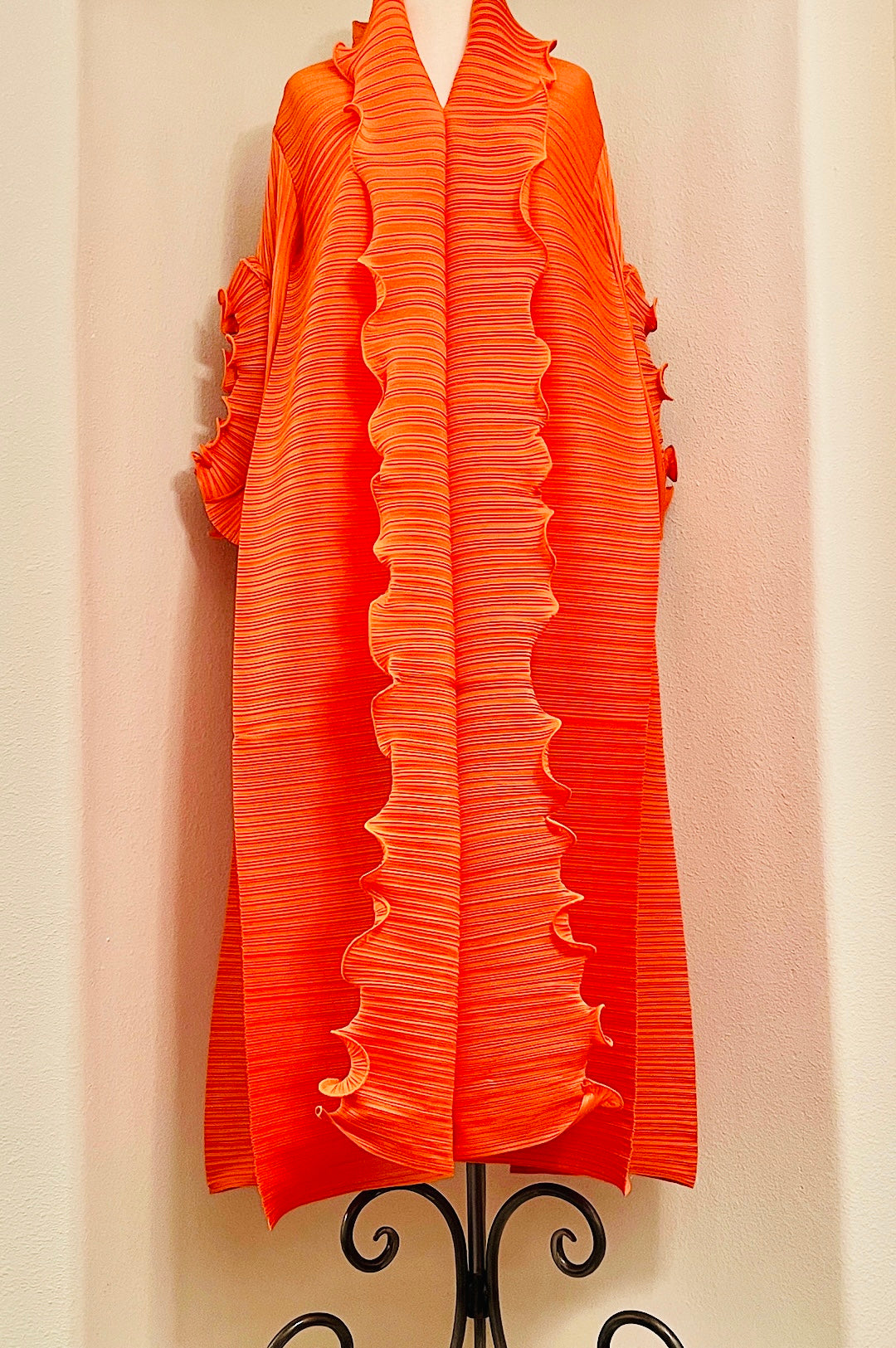 Orange Front Ruffle Long Dress