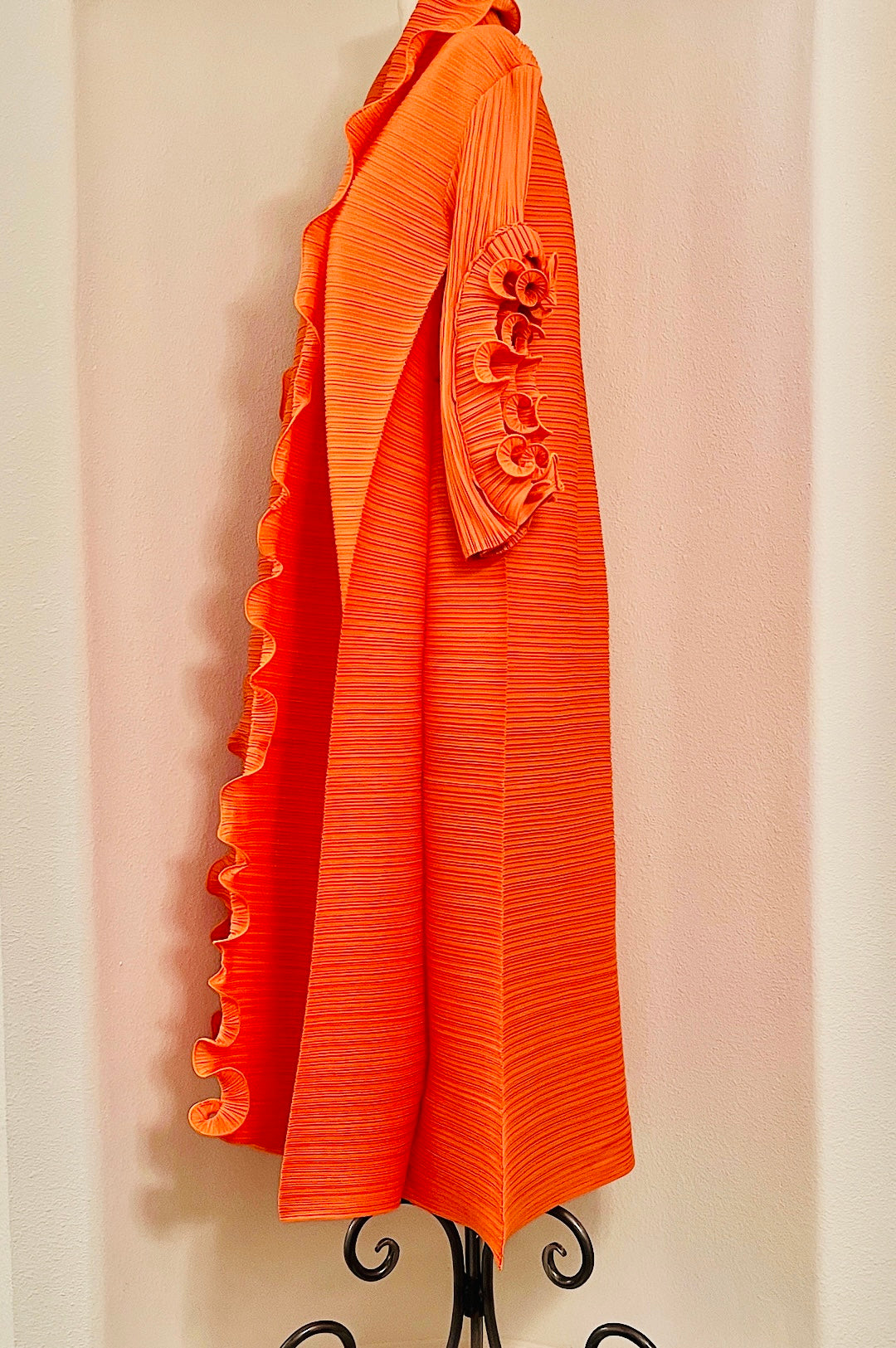 Orange Front Ruffle Long Dress