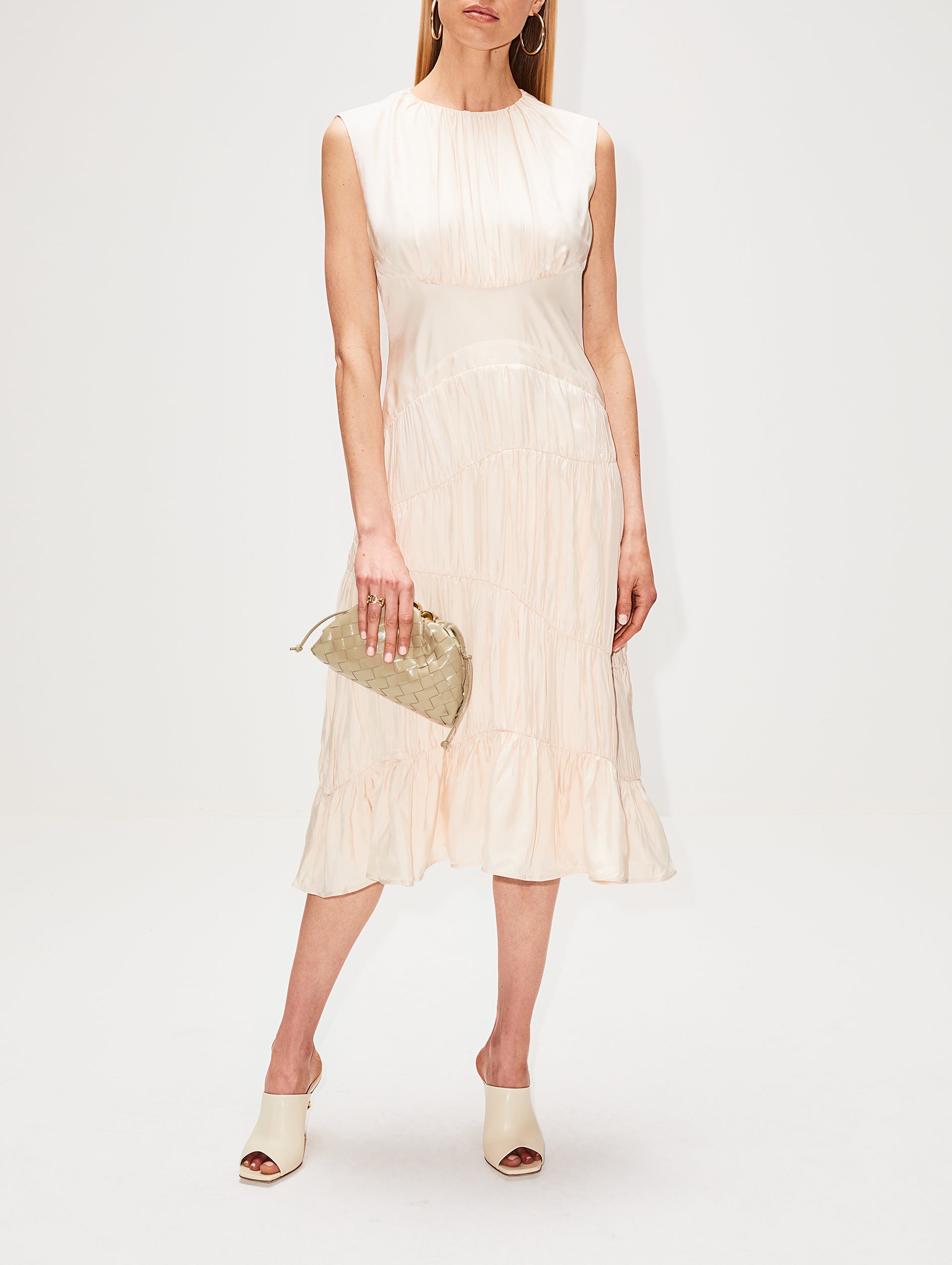 Pleated Tiered Midi Dress