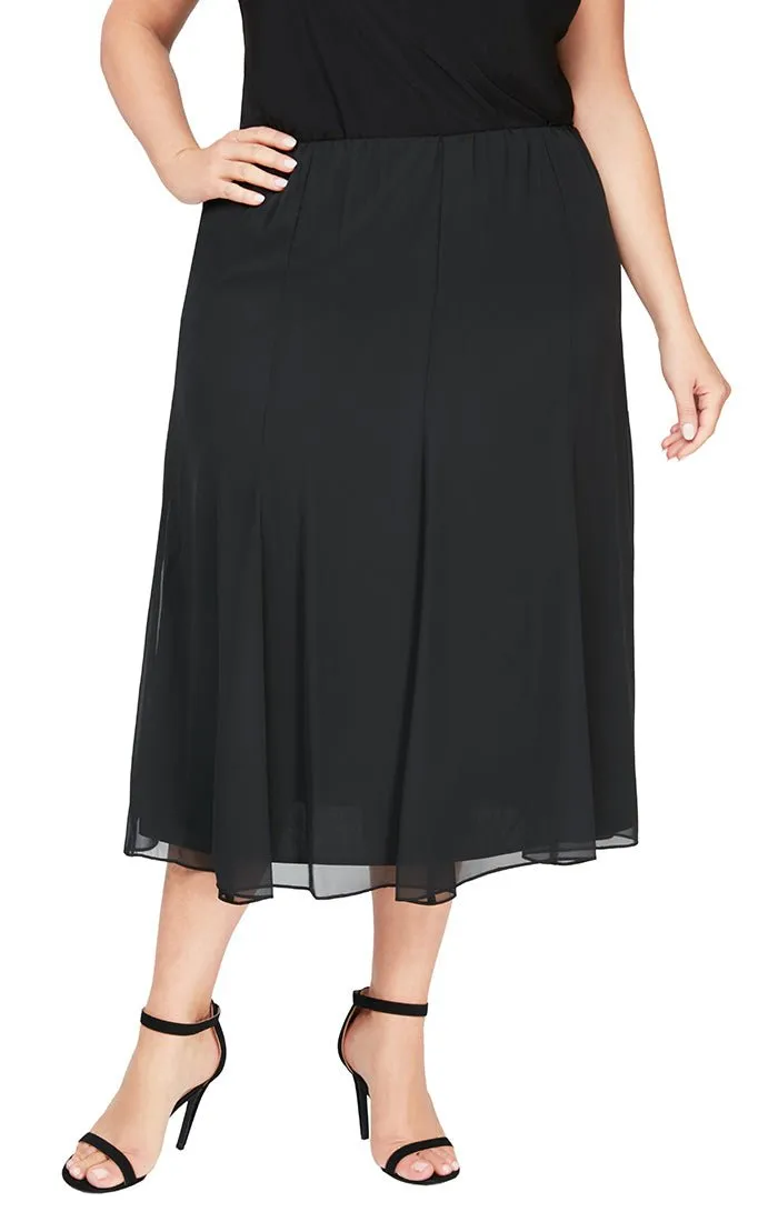 Plus Tea-Length Panel Chiffon Skirt