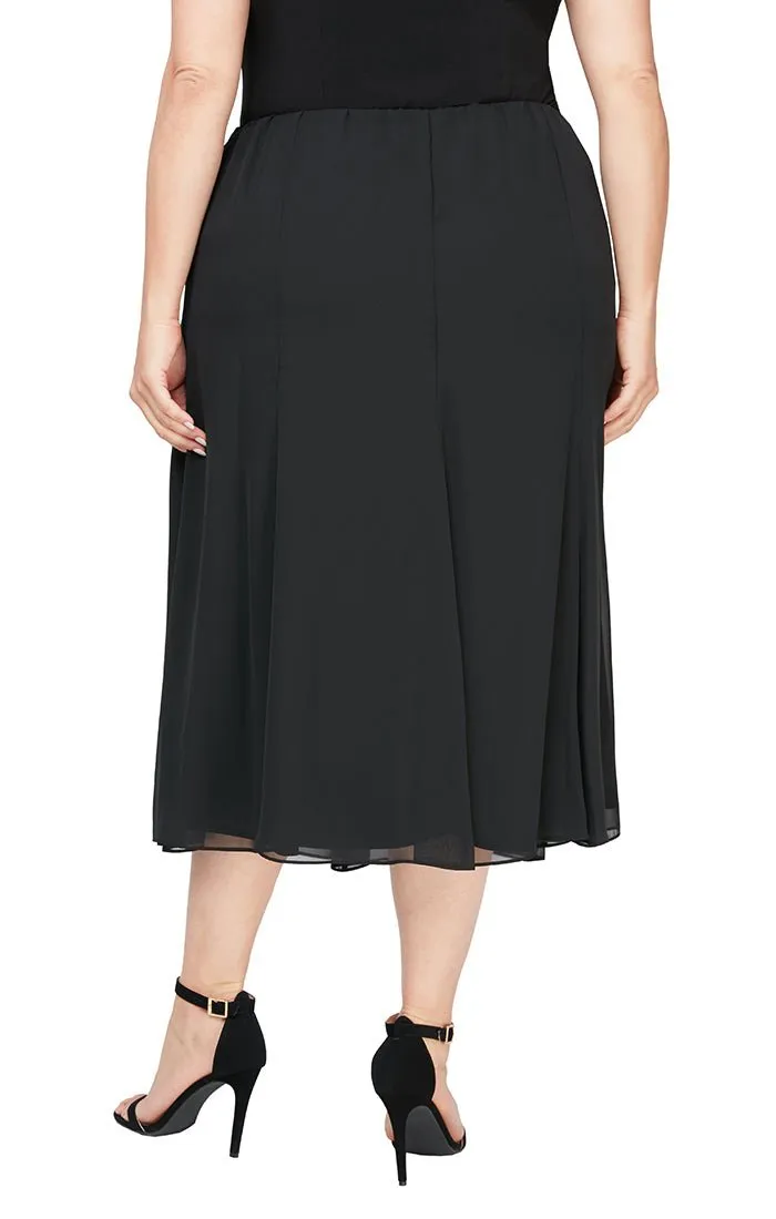 Plus Tea-Length Panel Chiffon Skirt