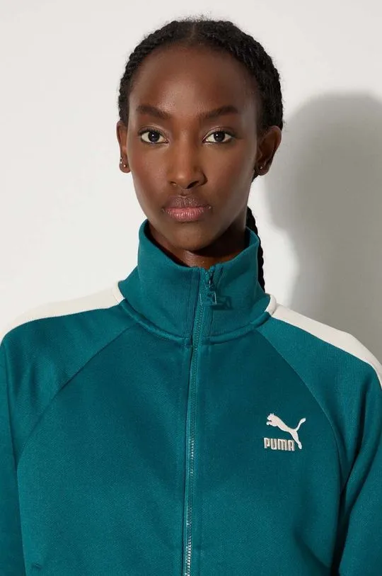 Puma sweatshirt Iconic T7 Track Jacket women's green color 627994