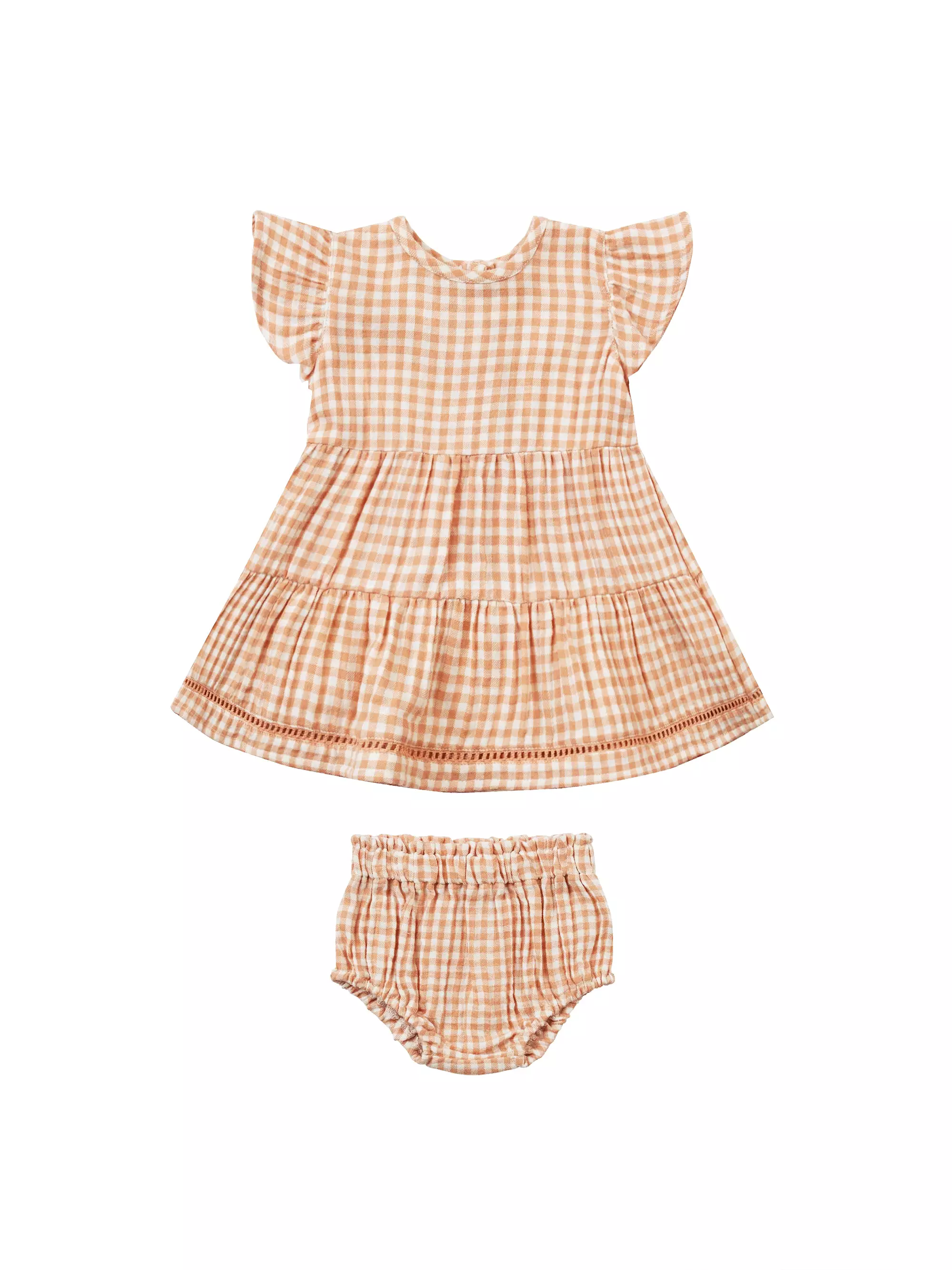 Quincy Mae Lily Dress - Melon Gingham