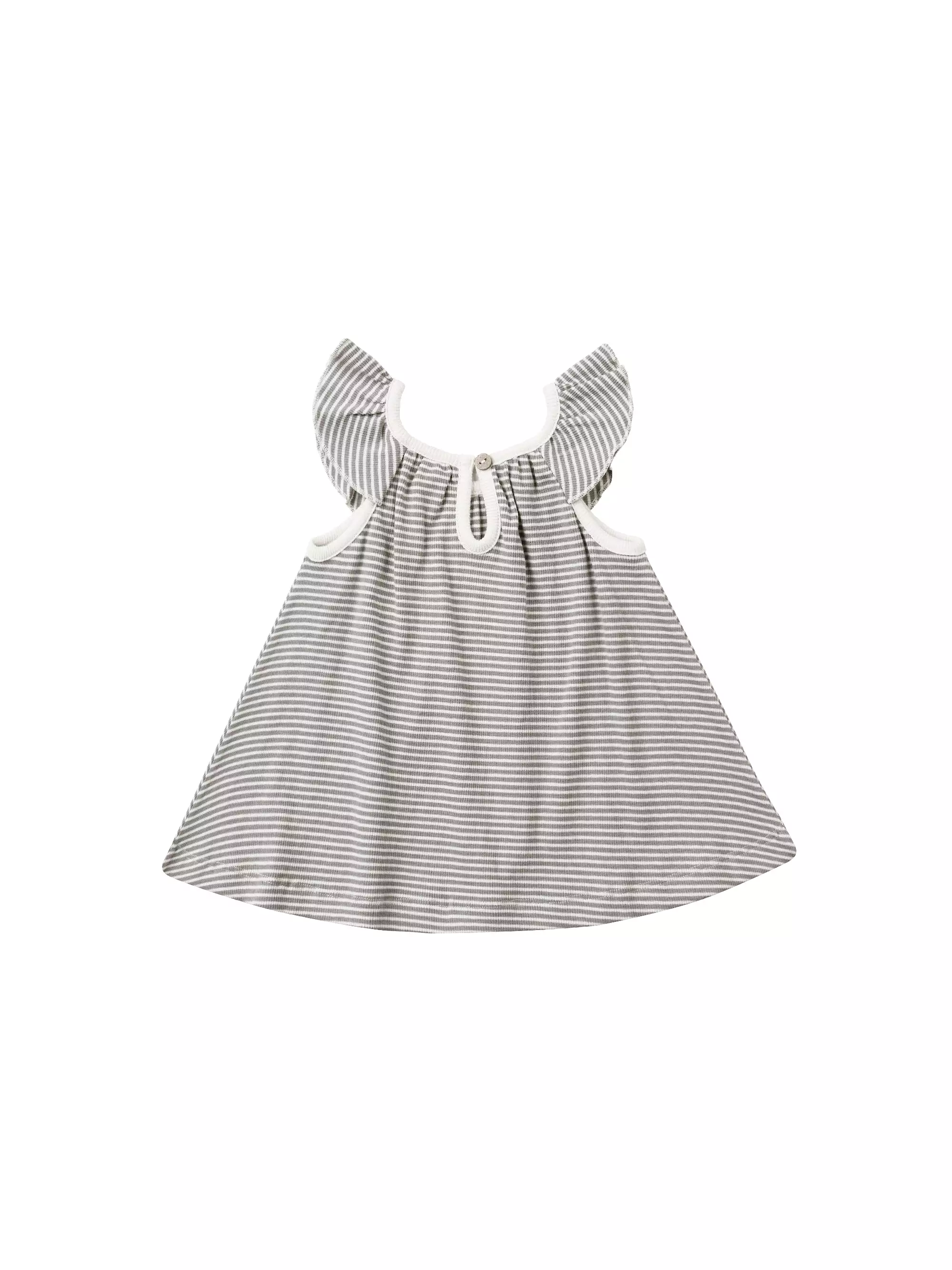 Quincy Mae Ruffle Swing Dress - Lagoon Micro Stripe