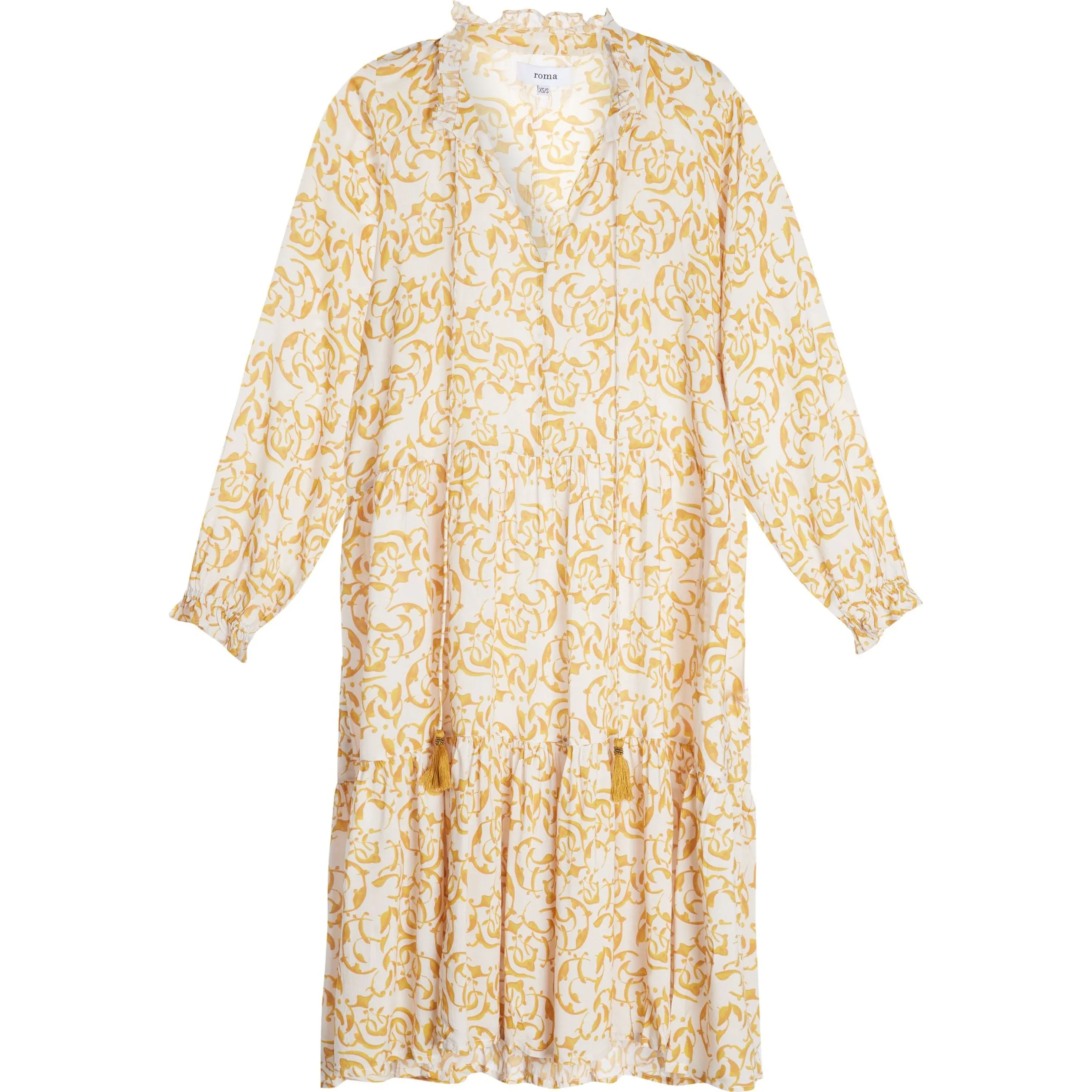 roma label Women's Sienna Midi Dress, Yellow Print