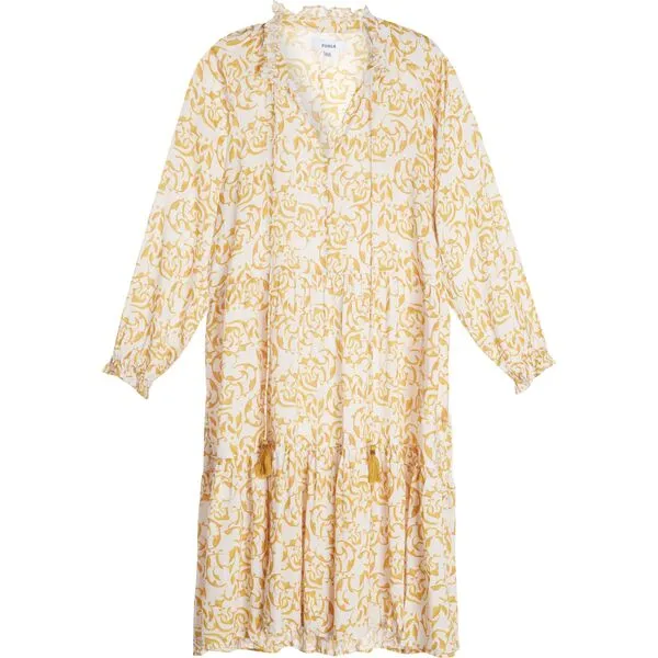 roma label Women's Sienna Midi Dress, Yellow Print