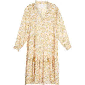 roma label Women's Sienna Midi Dress, Yellow Print